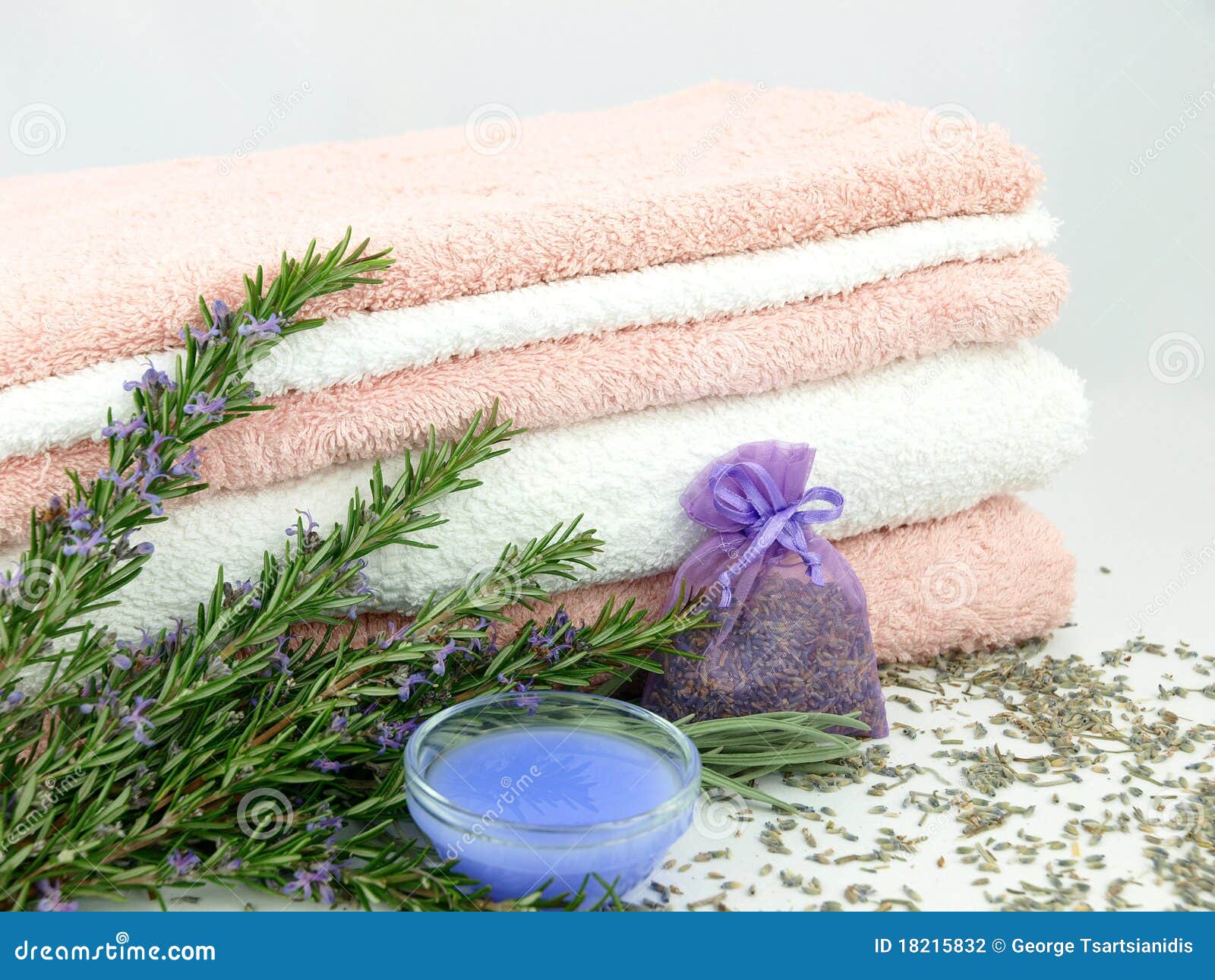Bath towels with lavender stock photo. Image of moth 18215832