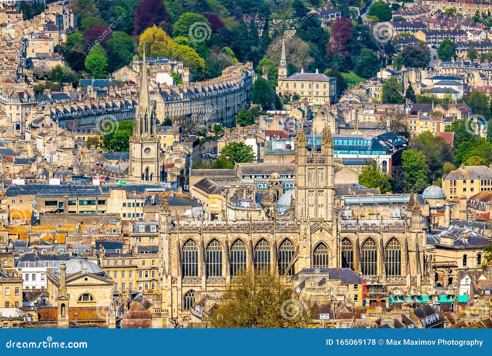 Bath, UK Panoramic View of the Buildings and Houses in Bath, England from the Alexandra Park