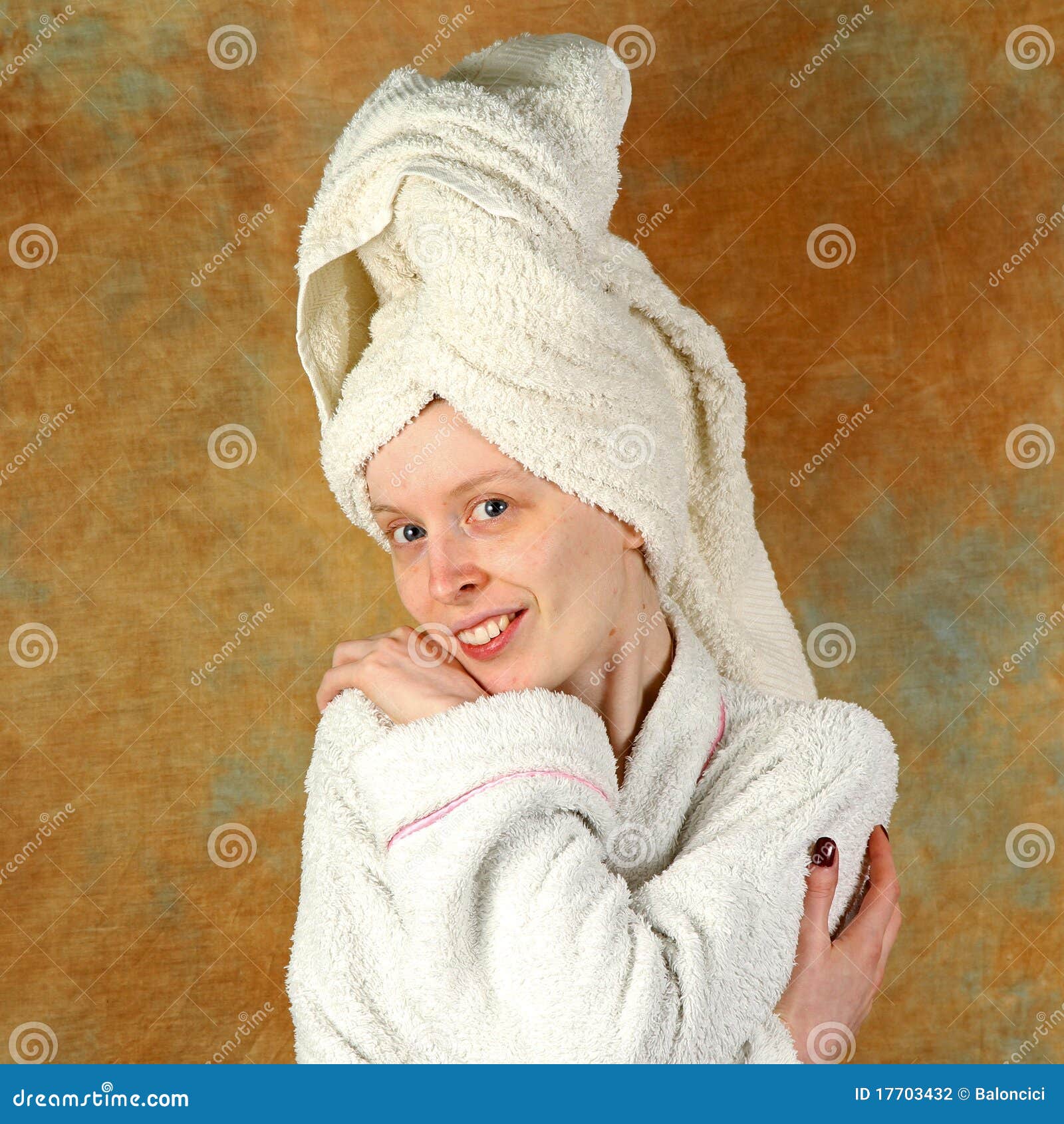 Bathrobe girl stock photo. Image of pale, bathrobe, towel 17703432