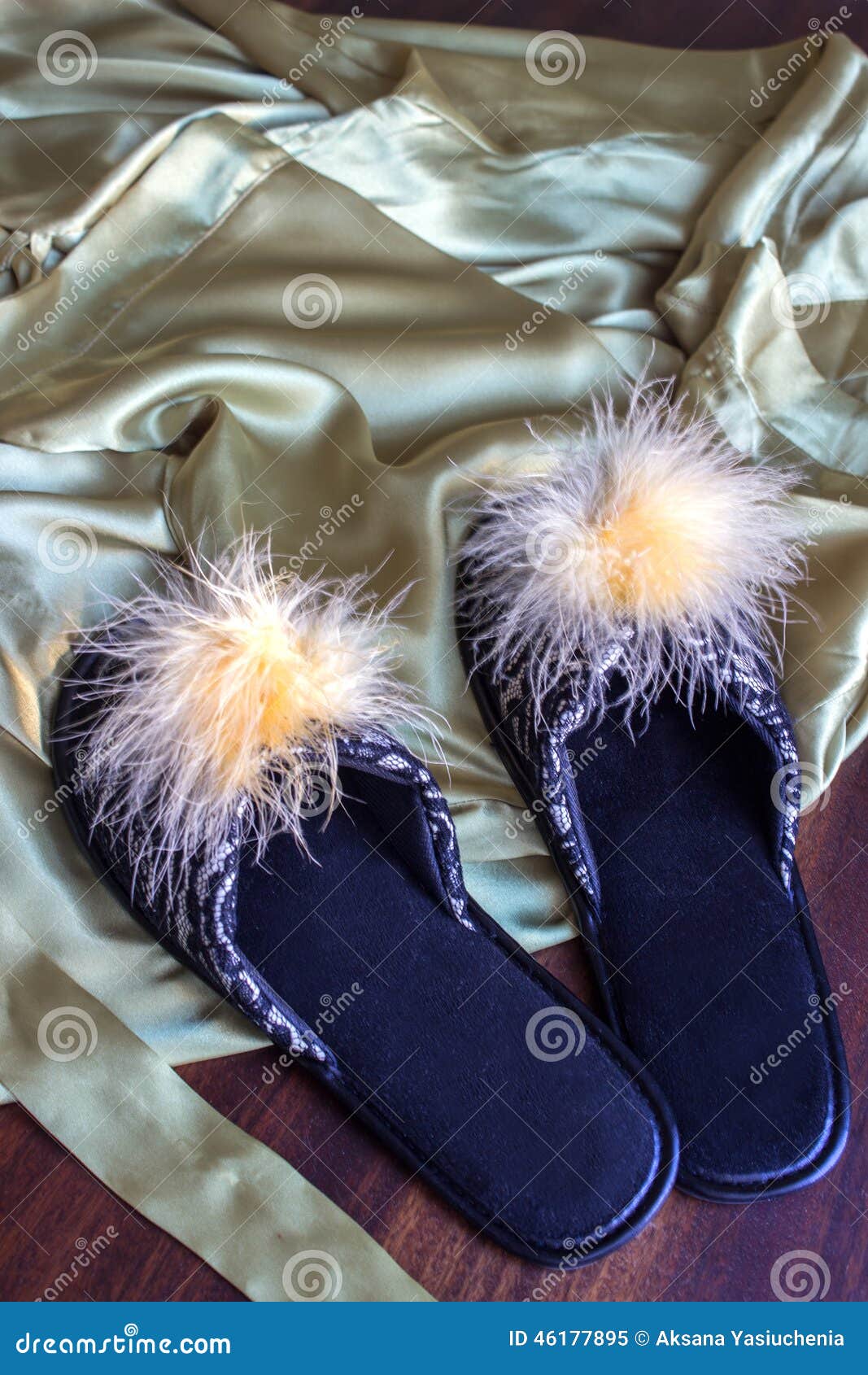 Bathrobe and slippers stock image. Image of therapy, rest 46177895