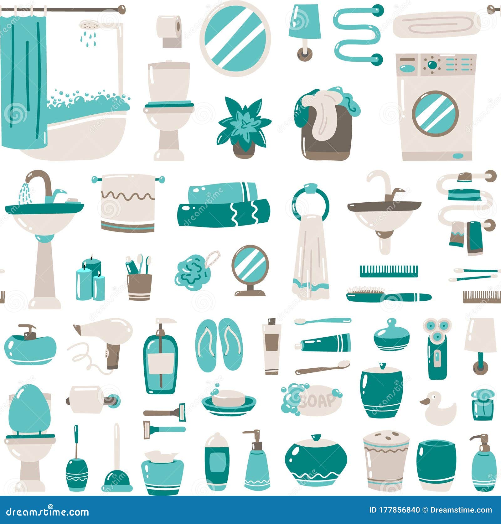 Bathroom Accessories. Vector Illustration on White Background. Stock ...