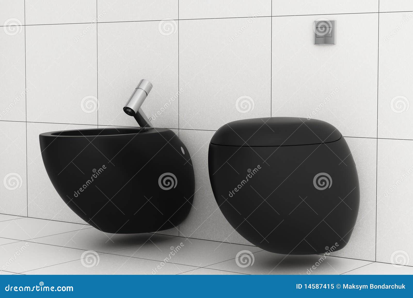 Bathroom with Black Toilet Bowl and Bidet Stock Image Image of gray, bathroom 14587415