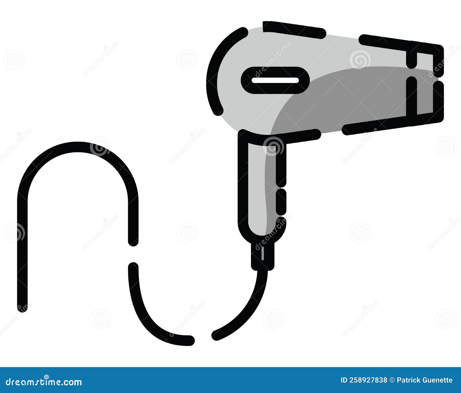 Bathroom blowdryer, icon stock vector. Illustration of tool 258927838
