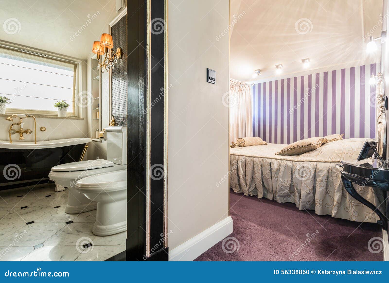 Bathroom Connected with Bedroom Stock Photo Image of architecture