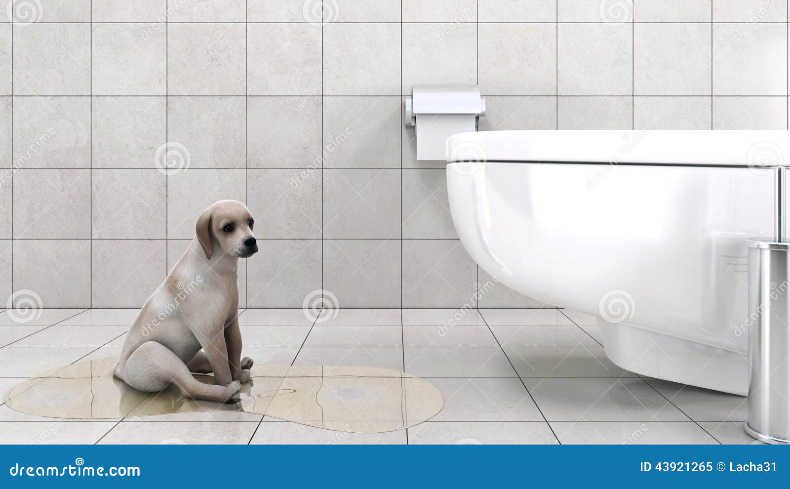 Bathroom with dog stock illustration. Illustration of floor 43921265