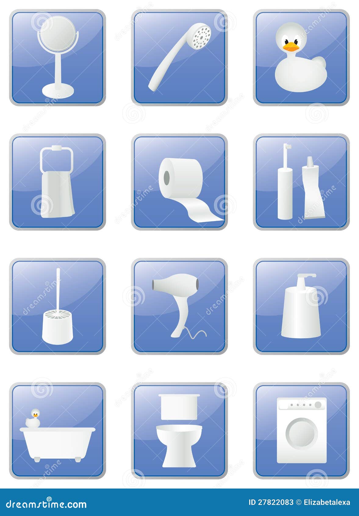 Bathroom Equipment Icons Set, Buttons Stock Vector Illustration of