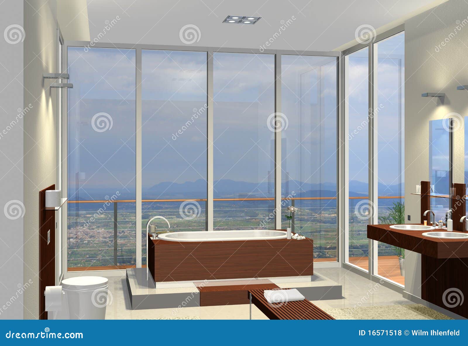 Bathroom with Fantastic View Stock Illustration - Illustration of great ...