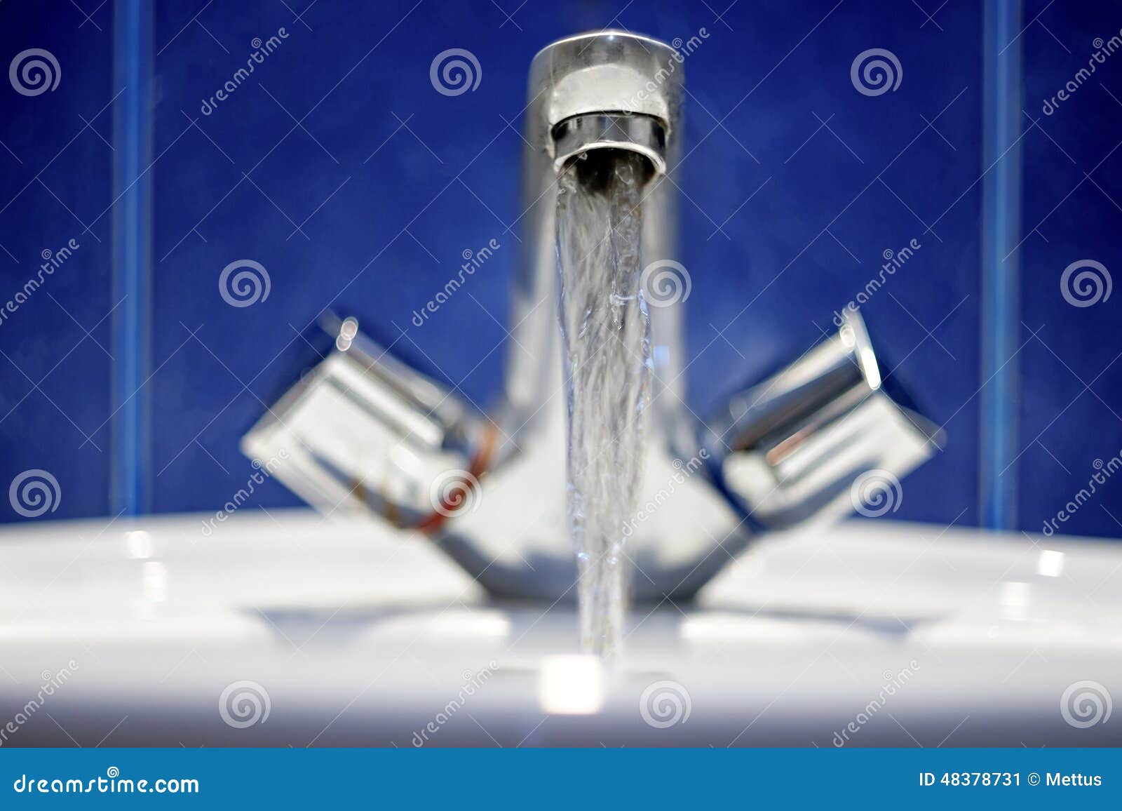 Bathroom Faucet. Water Flow from Chromed Steel Stock Image Image of