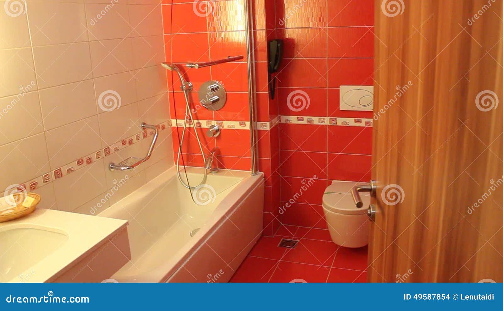 Bathroom in the hotel room stock footage. Video of door 49587854