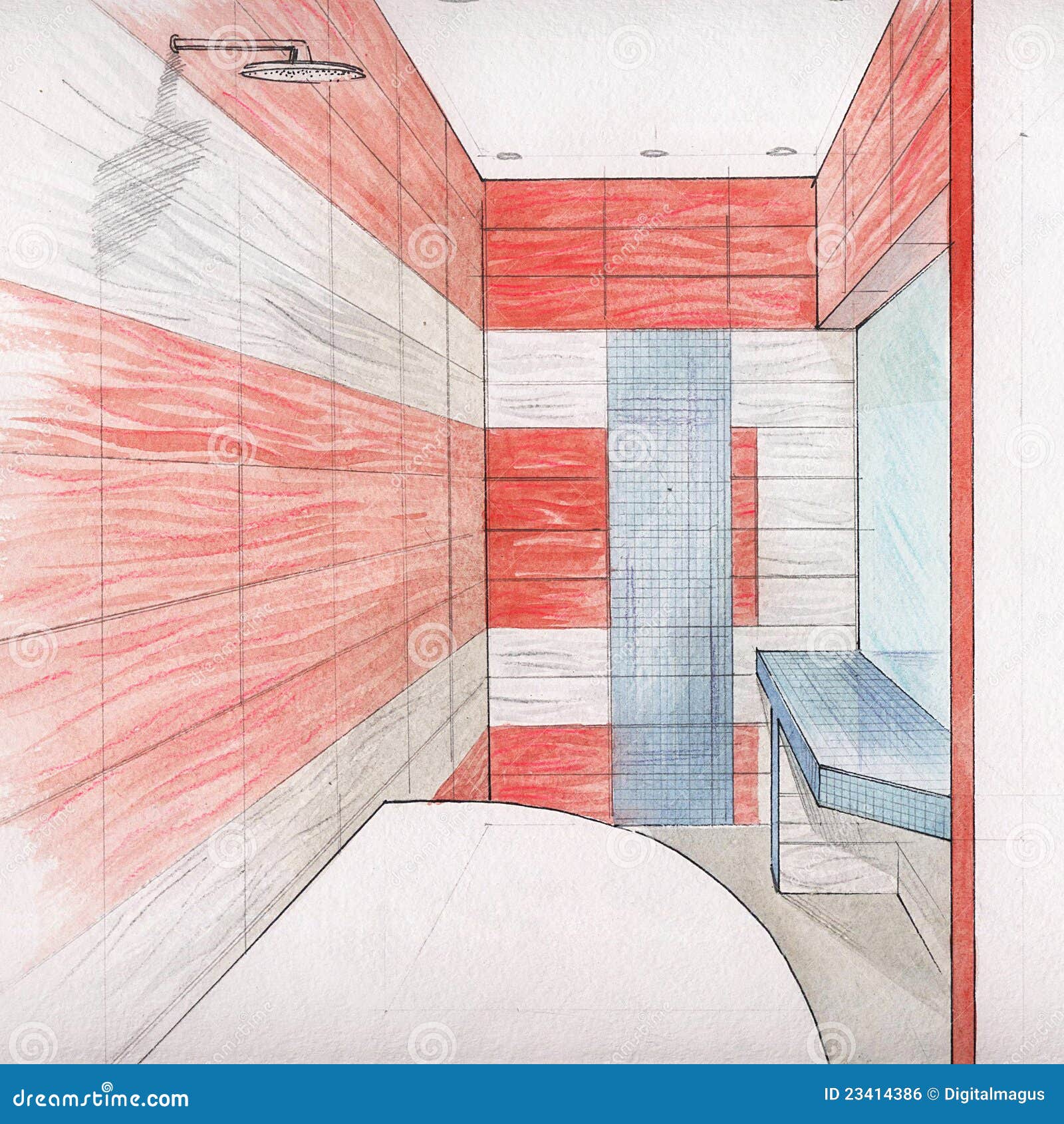 Bathroom Interior Drawing Stock Illustration Illustration of luxury