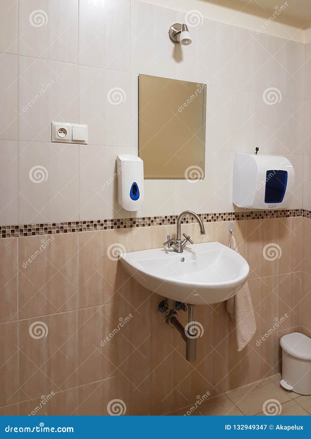 Bathroom Interior In Light Beige And White Colors Round Ceramic