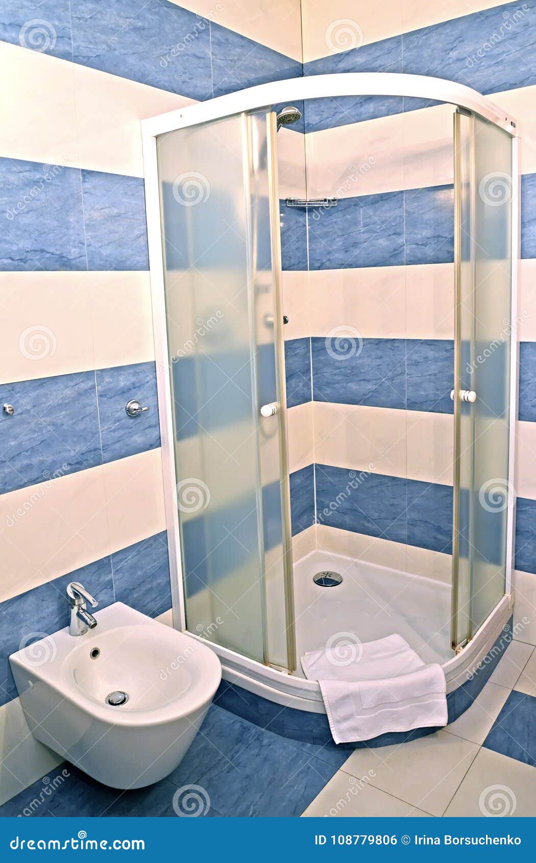 Bathroom Interior with a Shower Booth Stock Photo Image of hanger