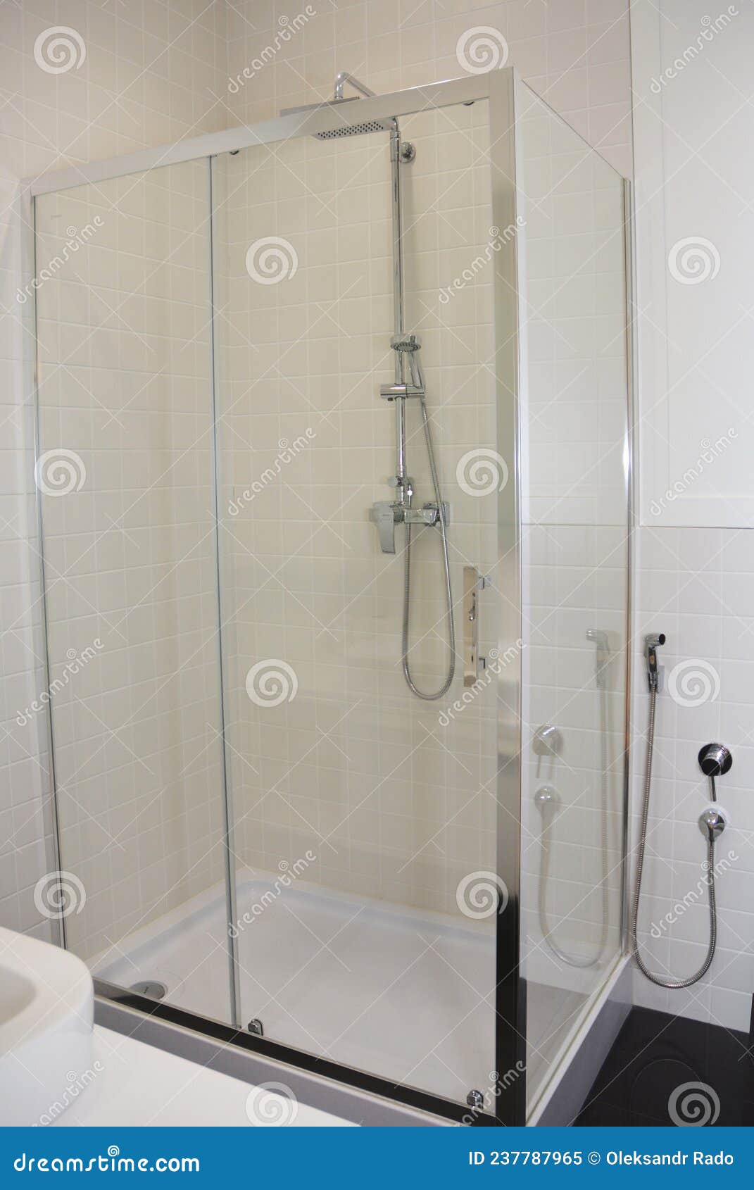 Bathroom Interior Shower Cabin with Glass Wall Stock Image Image of