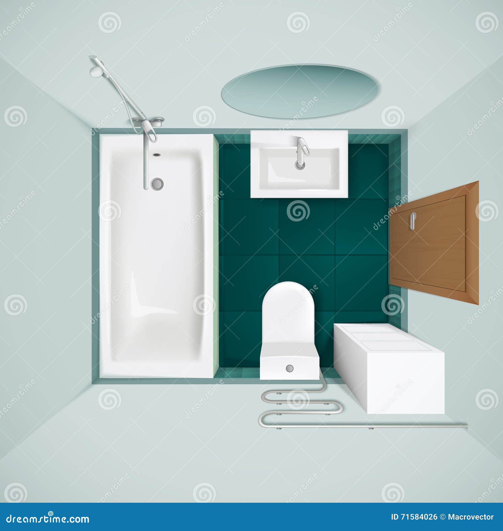 Bathroom Interior Top View Realistic Image Stock Vector