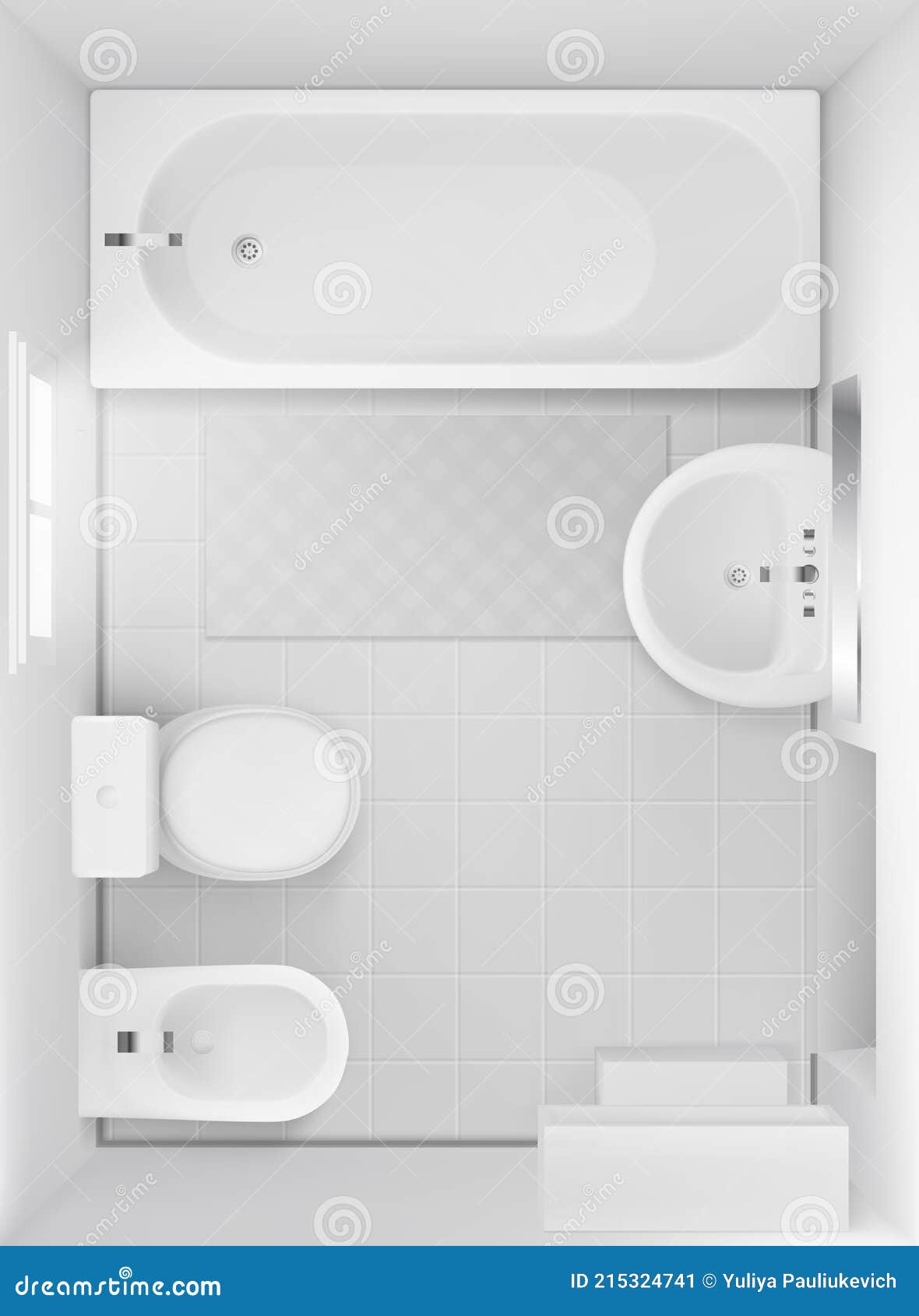 Bathroom Interior Top View, Room Design Project Stock Vector