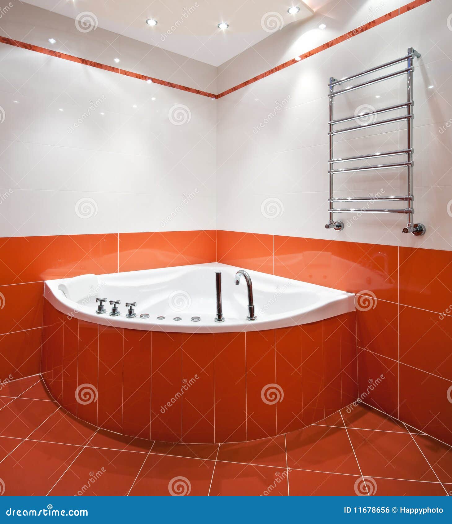 Bathroom in Orange and White Colors Stock Photo Image of color, decor