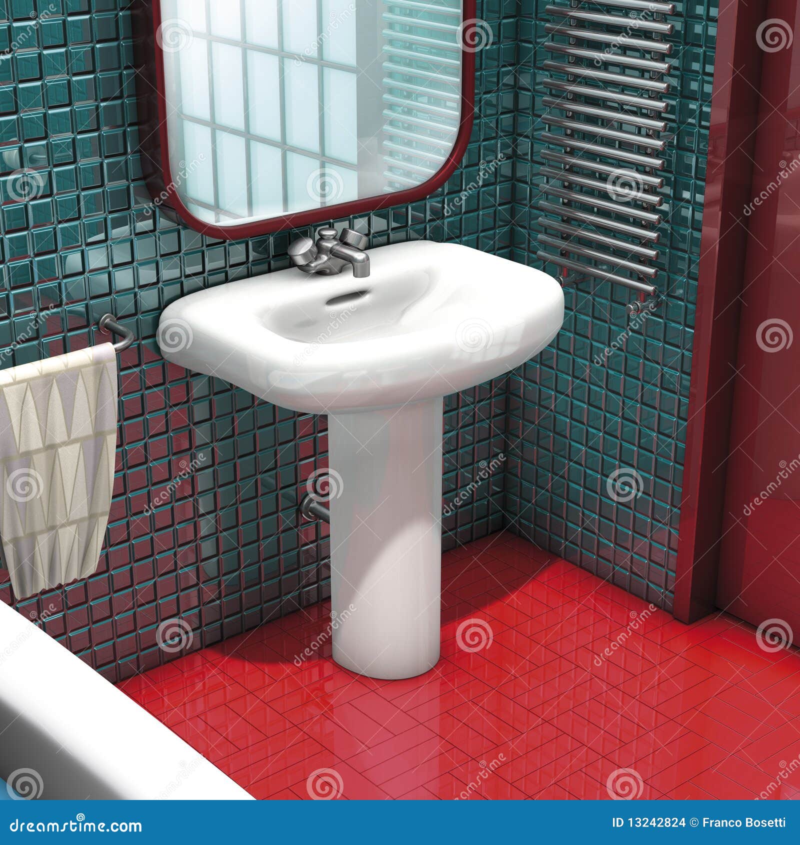 Bathroom red sink stock illustration. Illustration of design 13242824
