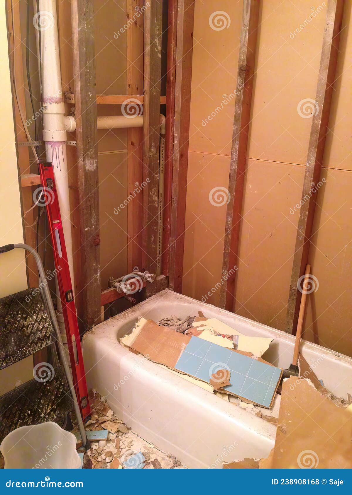 Bathroom Remodel Demolition Stock Photo Image of drywall, home 238908168