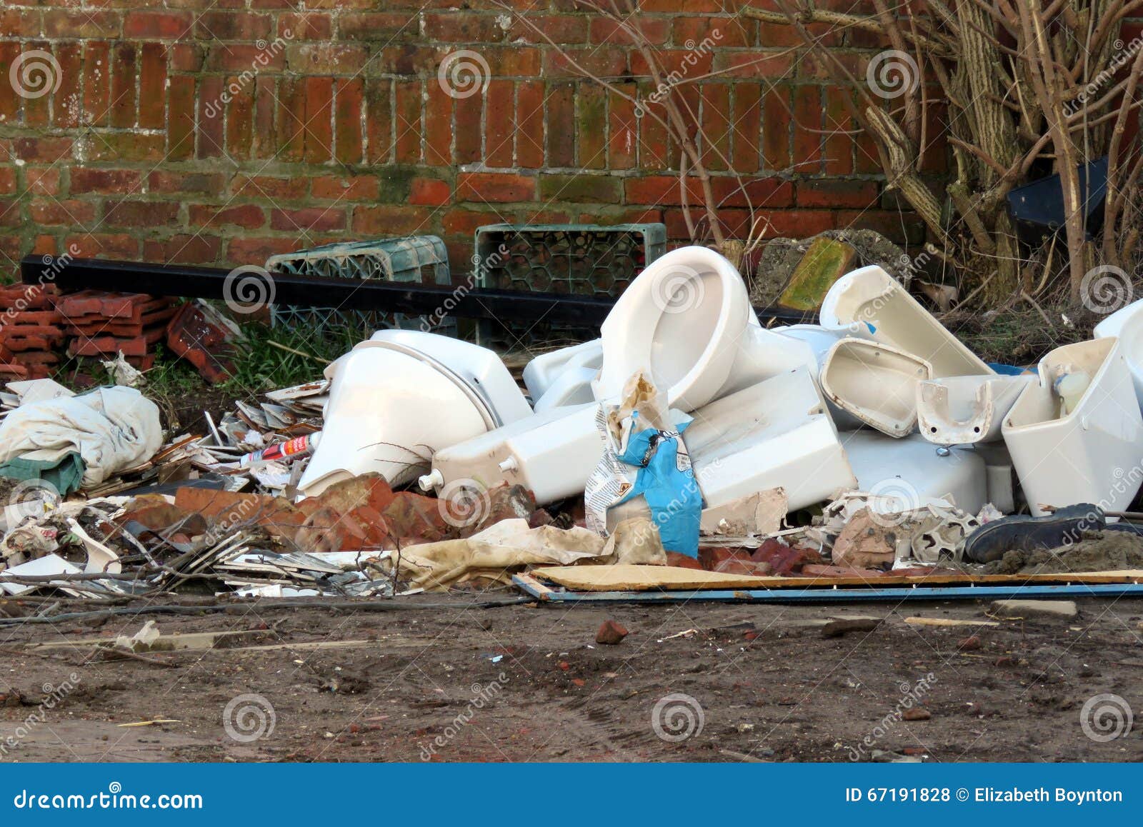 Bathroom Rubbish on a Building Site Stock Photo Image of building