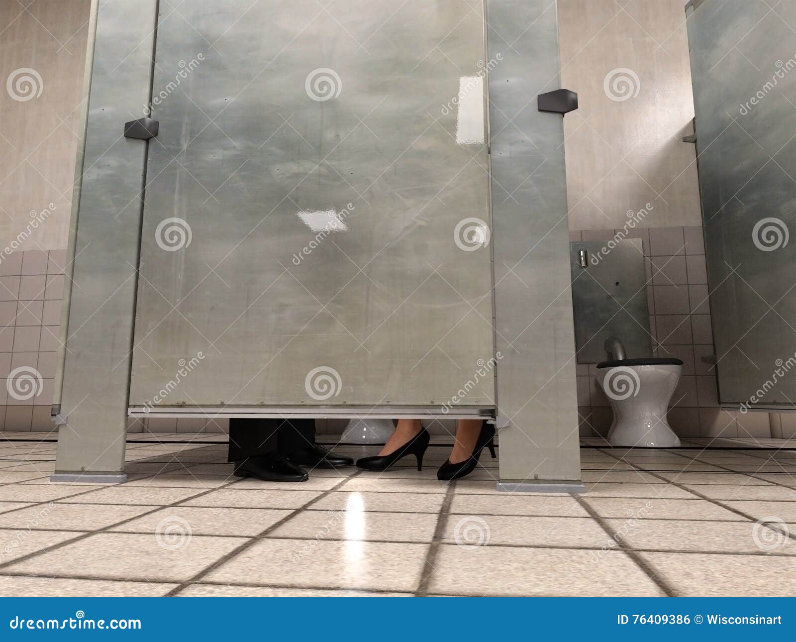 Bathroom Sex, Public Restroom, Couple Stock Photo