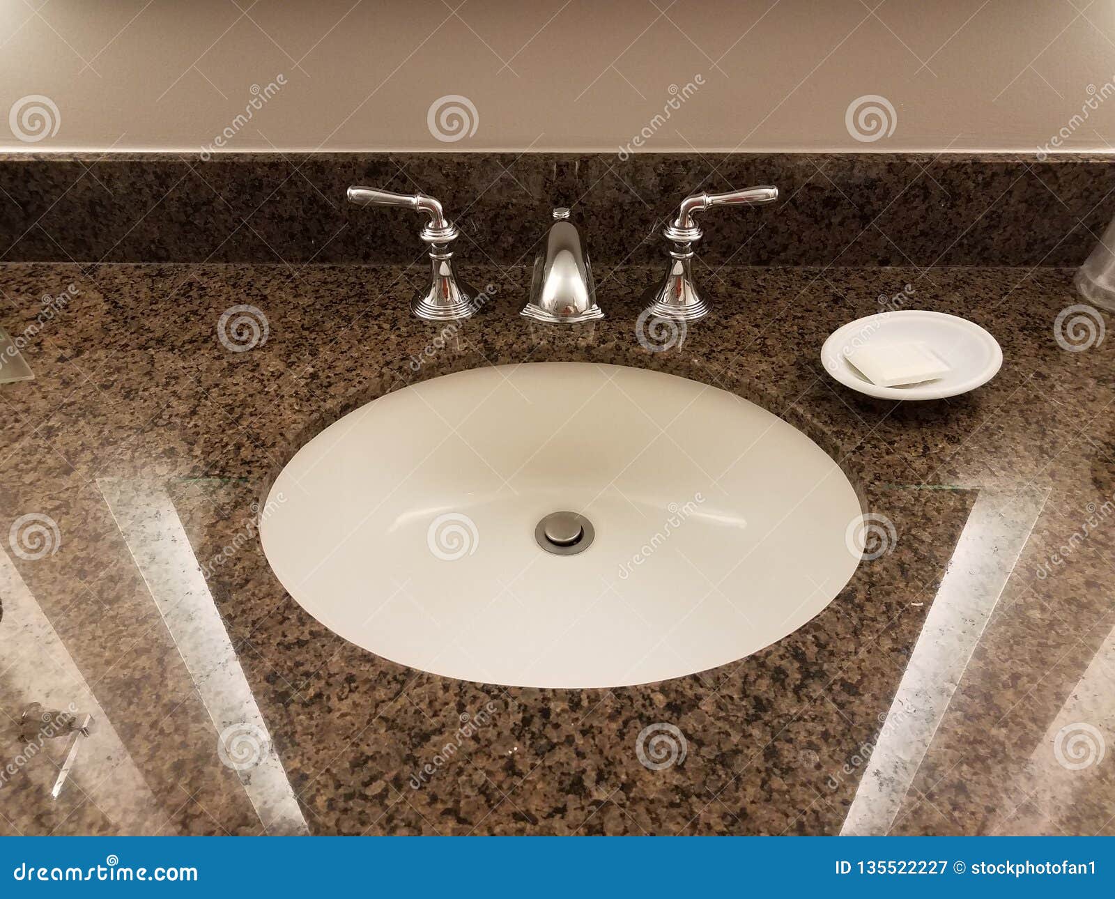 Bathroom Sink And Granite Or Marble Counter With Soap Stock Image