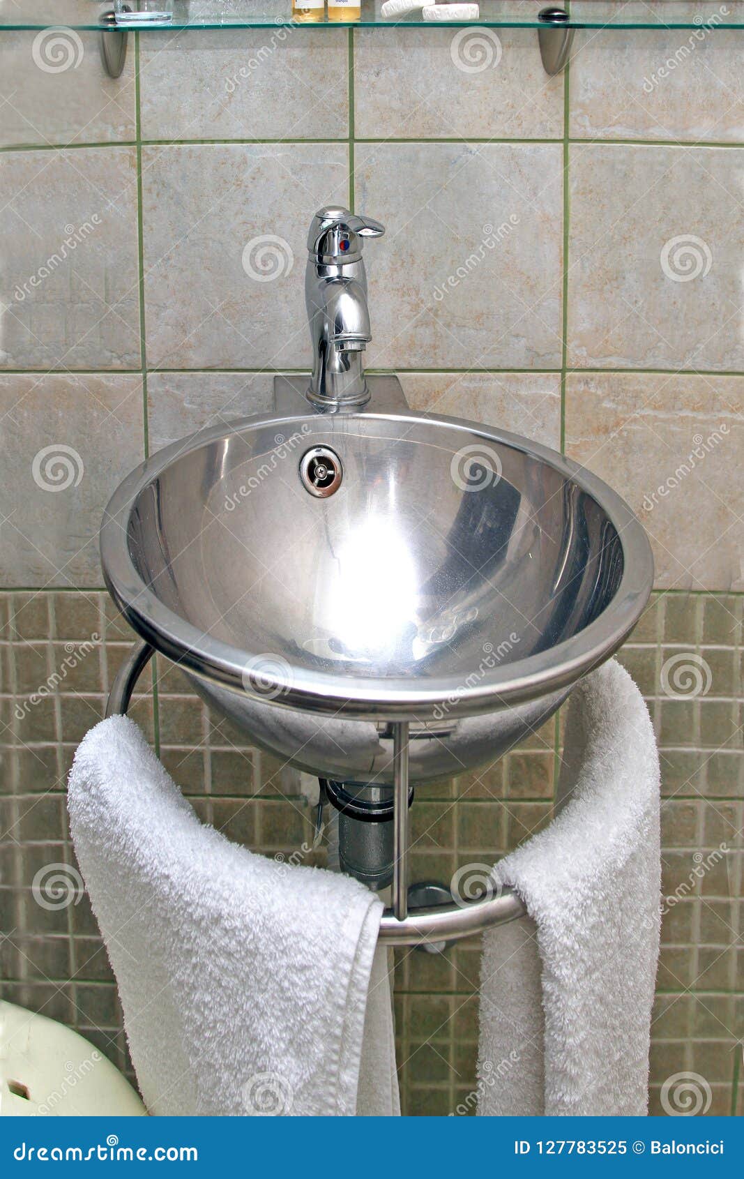 Stainless Steel Bathroom Sink Stock Image Image Of Round