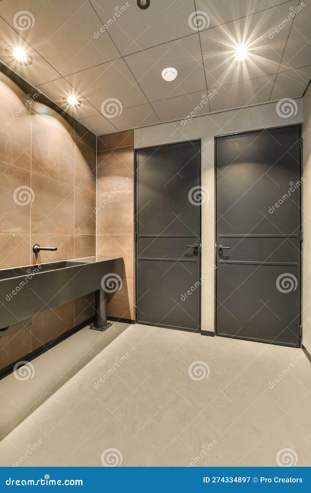 A Bathroom with a Sink and Two Doors Stock Image - Image of room, inside: 274334897