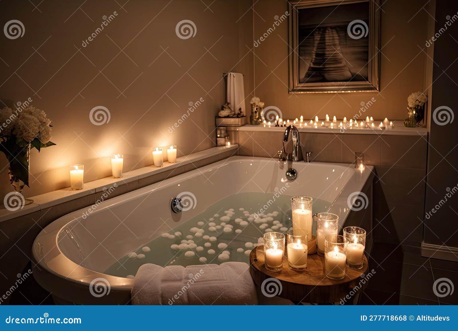 bathtub with candles in romantic atmosph, Stock Video