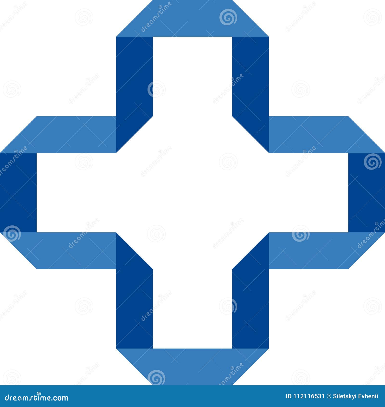 Blue Cross on a White Background Stock Vector Illustration of design