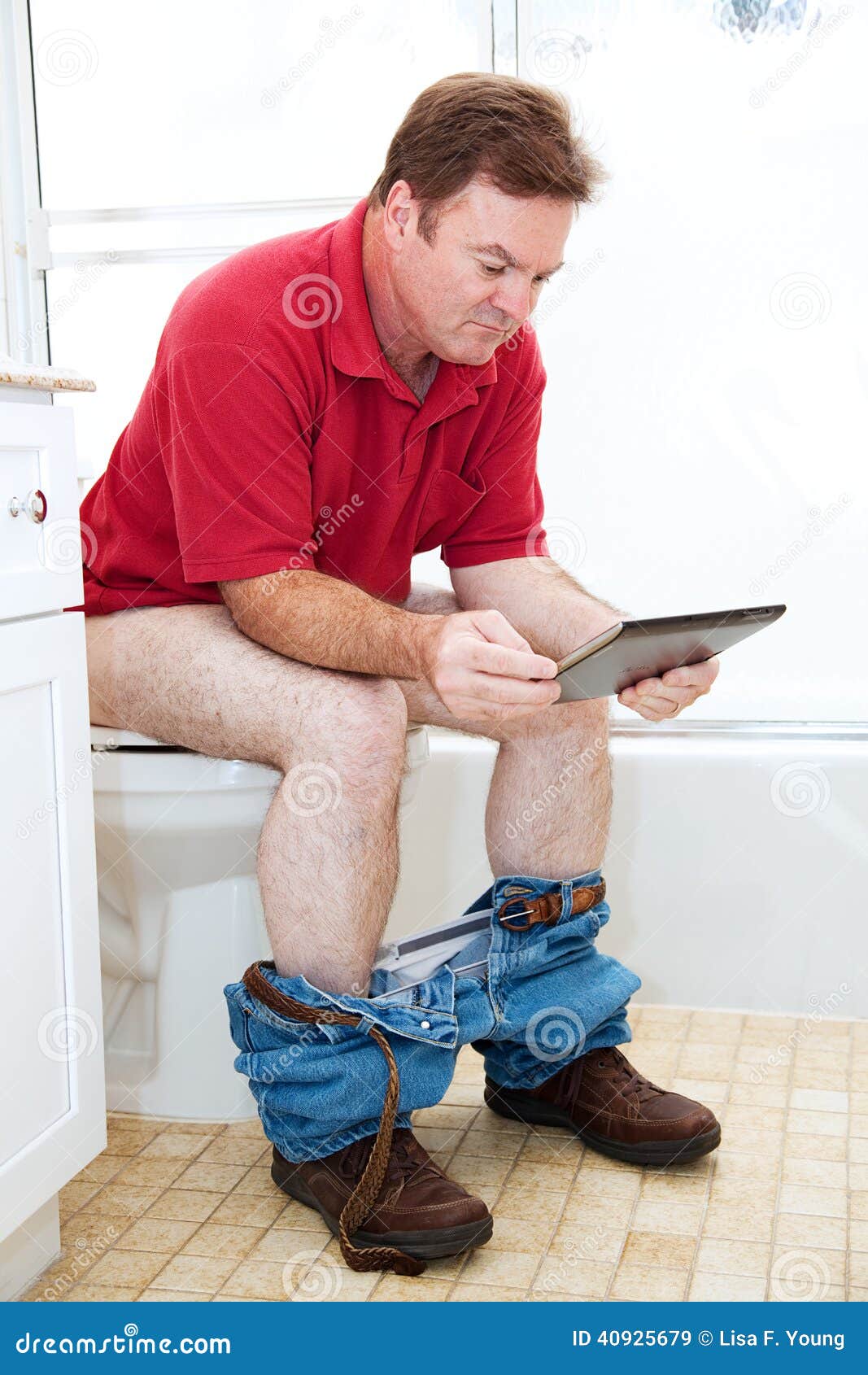 Bathroom Toilet Reading Stock Image Image Of Pants Bored 40925679