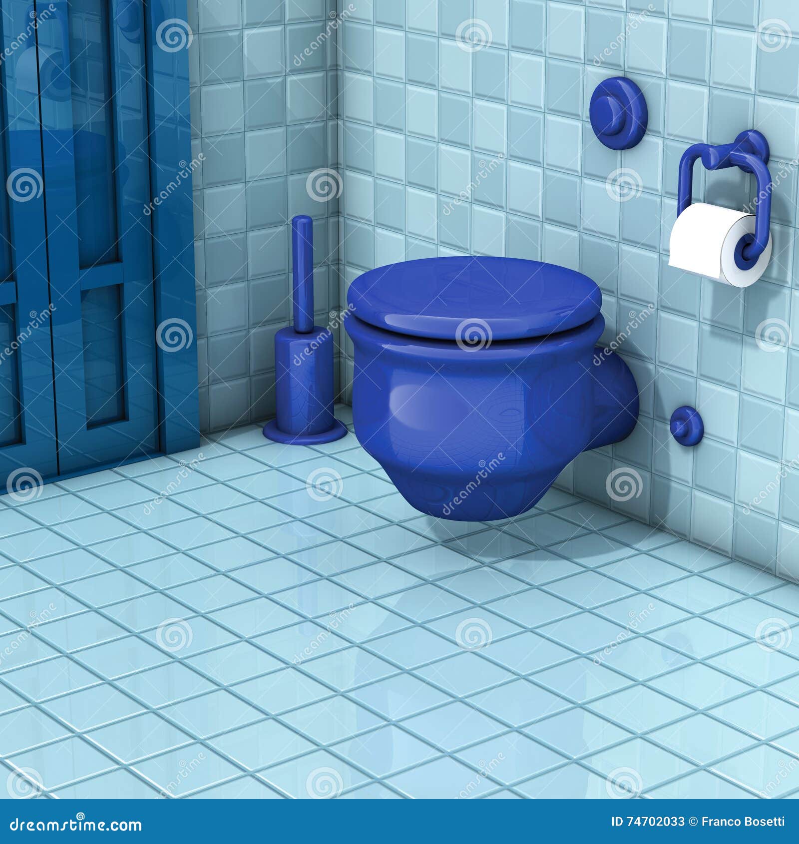 Bathroom with toilet tiles stock illustration. Illustration of indoors