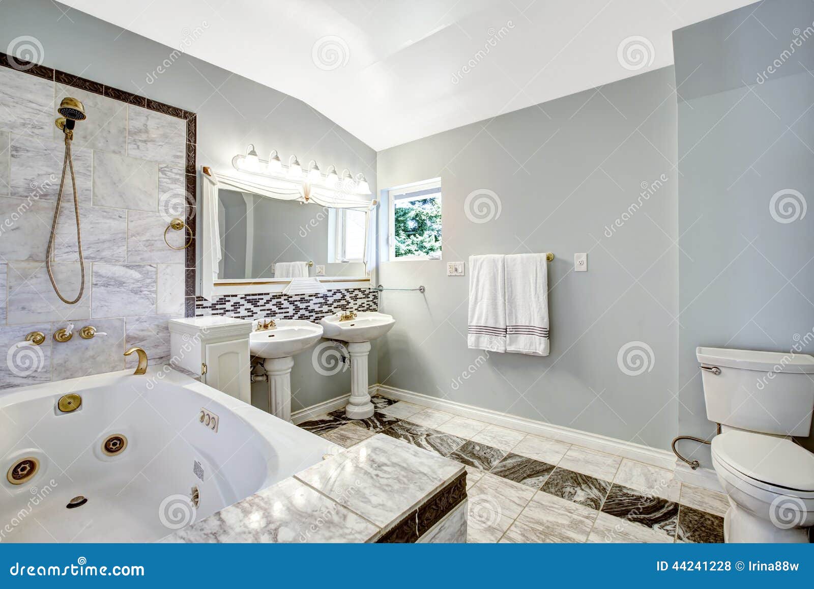 Bathroom with Whirlpool Bath Tub Stock Photo Image of house