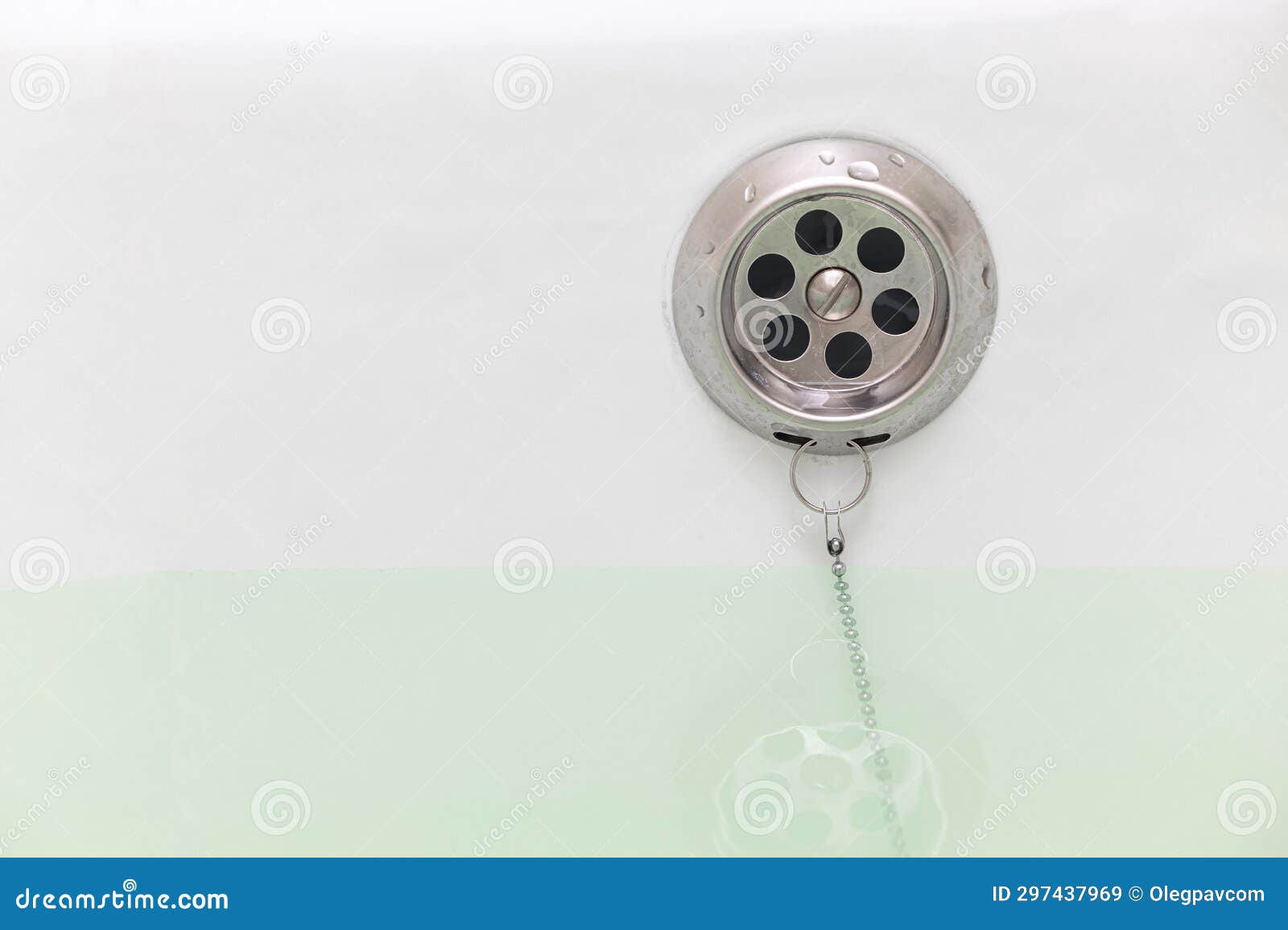 Bathtub with Drain Hole Filled with Water Stock Image Image of