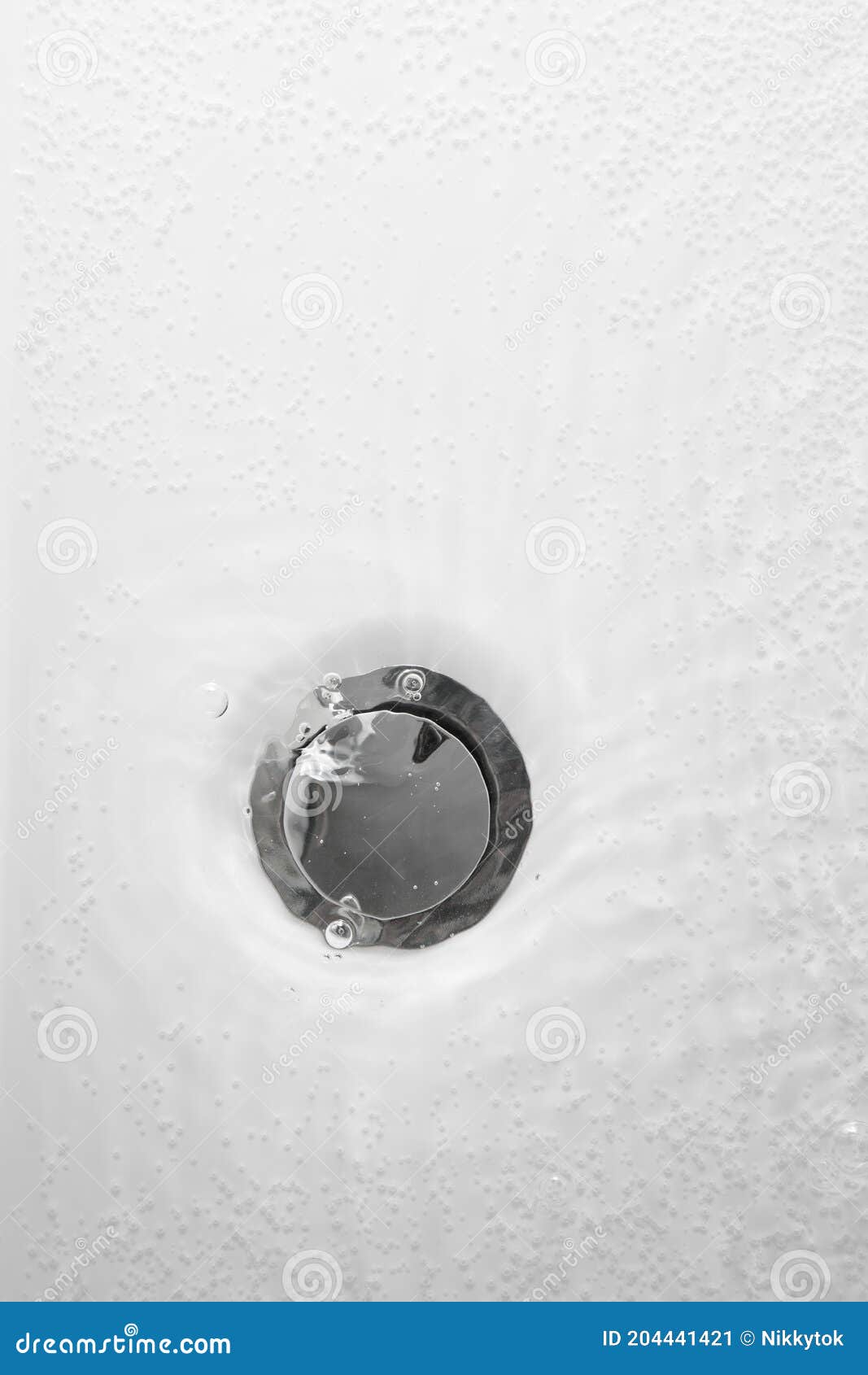 Bathtub Drain with Water and Bubbles Stock Image Image of white