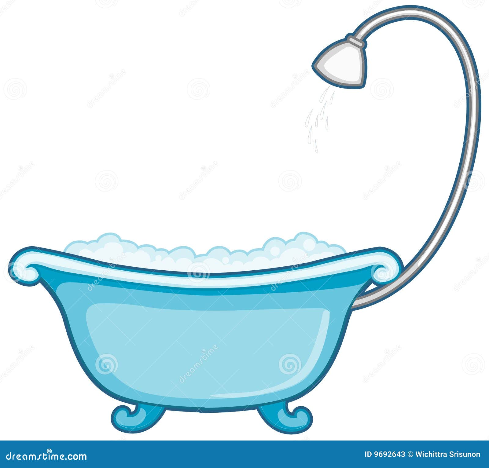 Bathtub with shower stock illustration. Illustration of bathtub 9692643