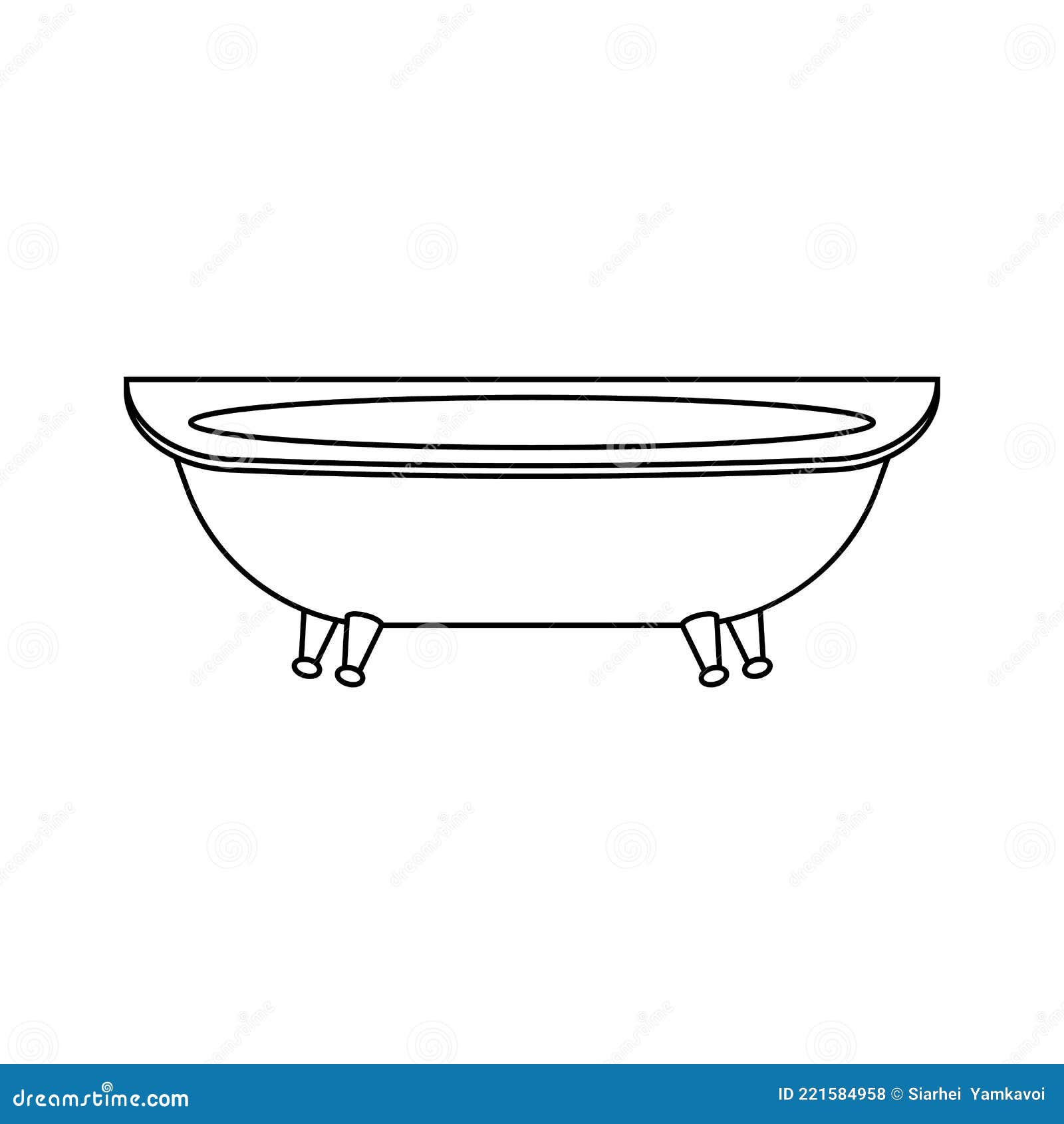 Bathtub Transparent Outline Icon. Vector Drawing. Stock Vector