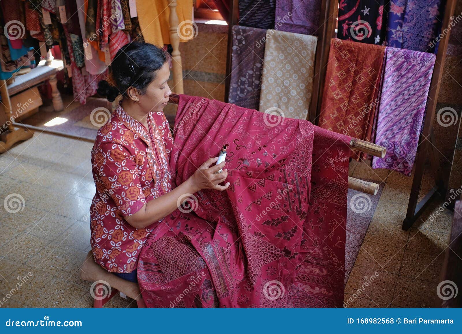 Batik Artisans Are Putting Wax On Cloth Editorial Stock Batik Artisans Are Putting Wax On Cloth Editorial Stock