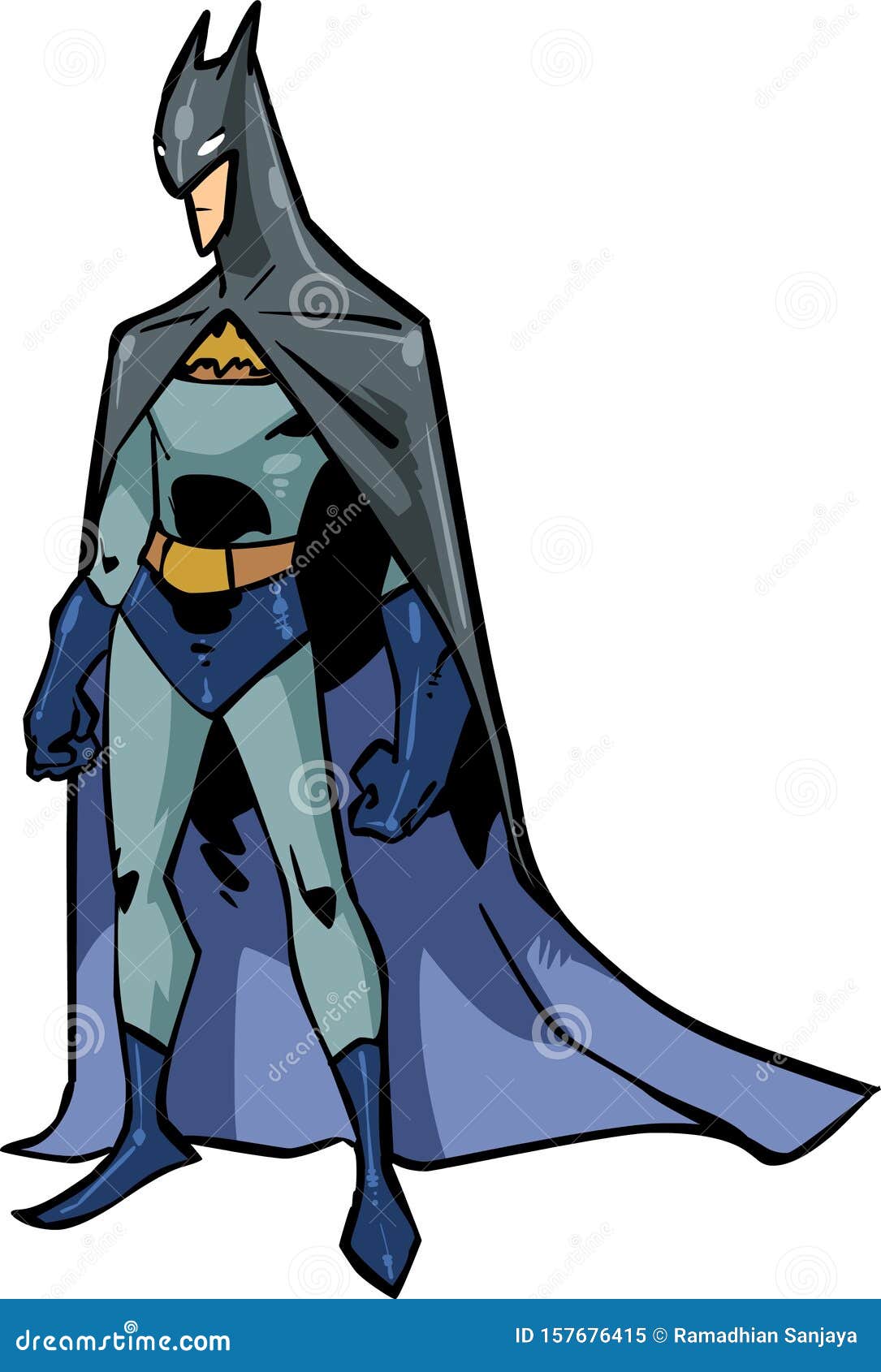 Batman Standing with Cartoon Style Blue Purple Ready To Action Forbitting  Enemy and Restore Peace Editorial Image - Illustration of ready, action:  157676415