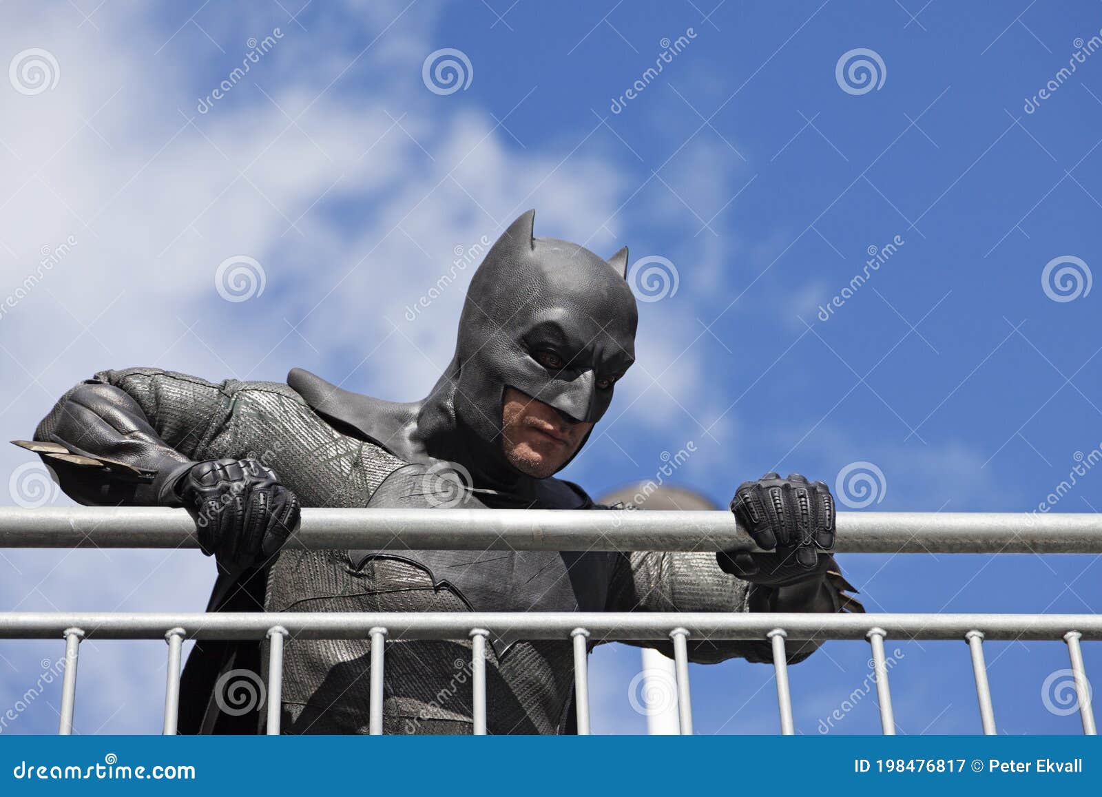 Batman Stands by Metal Fence and Looks Down Editorial Photography - Image  of figure, hard: 198476817