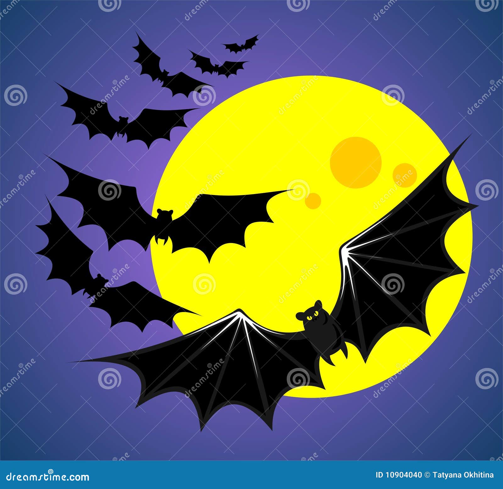Bats and moon stock vector. Illustration of background 10904040