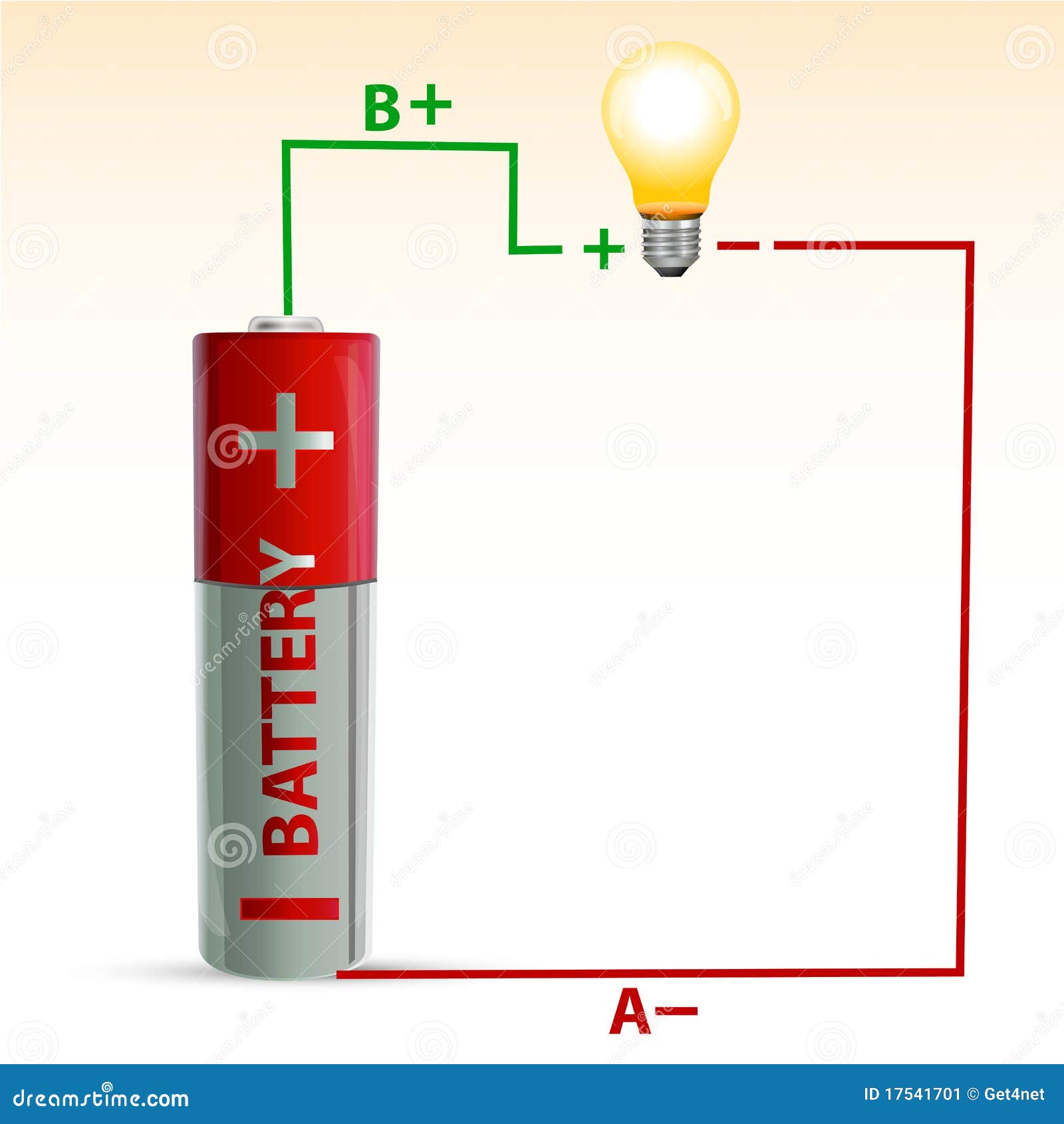 Batteria con la lampadina illustrazione vettoriale. Illustrazione di  elemento - 17541701