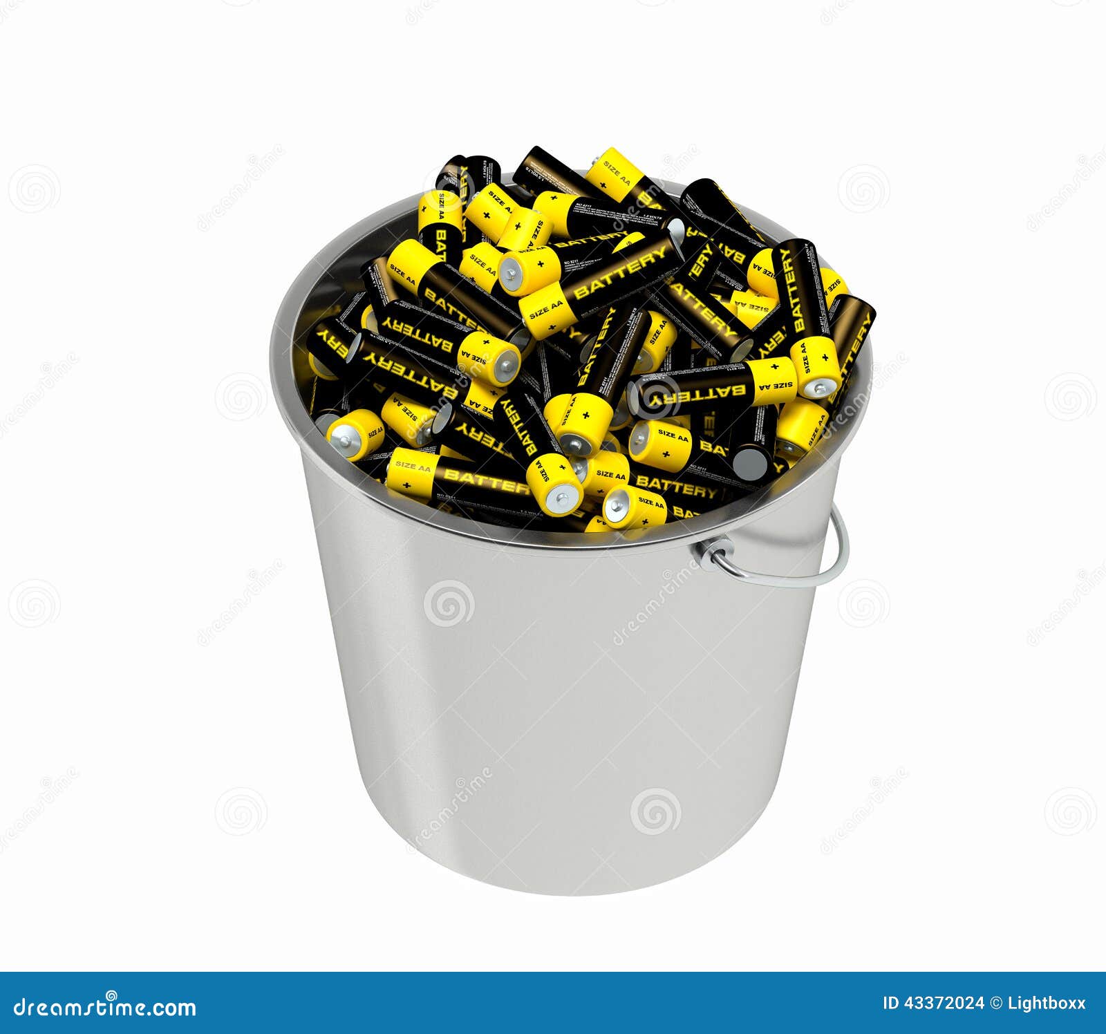 Batteries in a bucket stock illustration. Illustration of alkaline