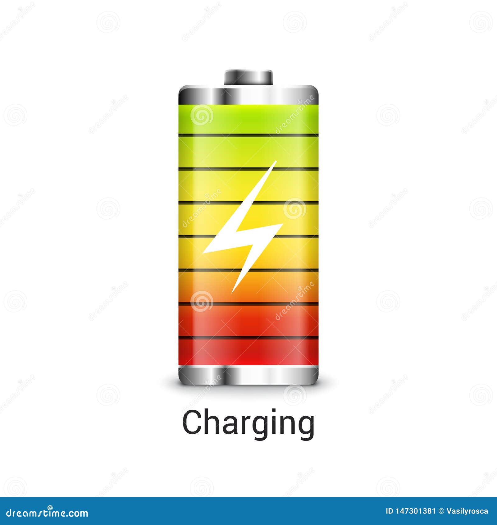 Battery Charge Full Power Energy Level. Recharge Battery Indicator Icon