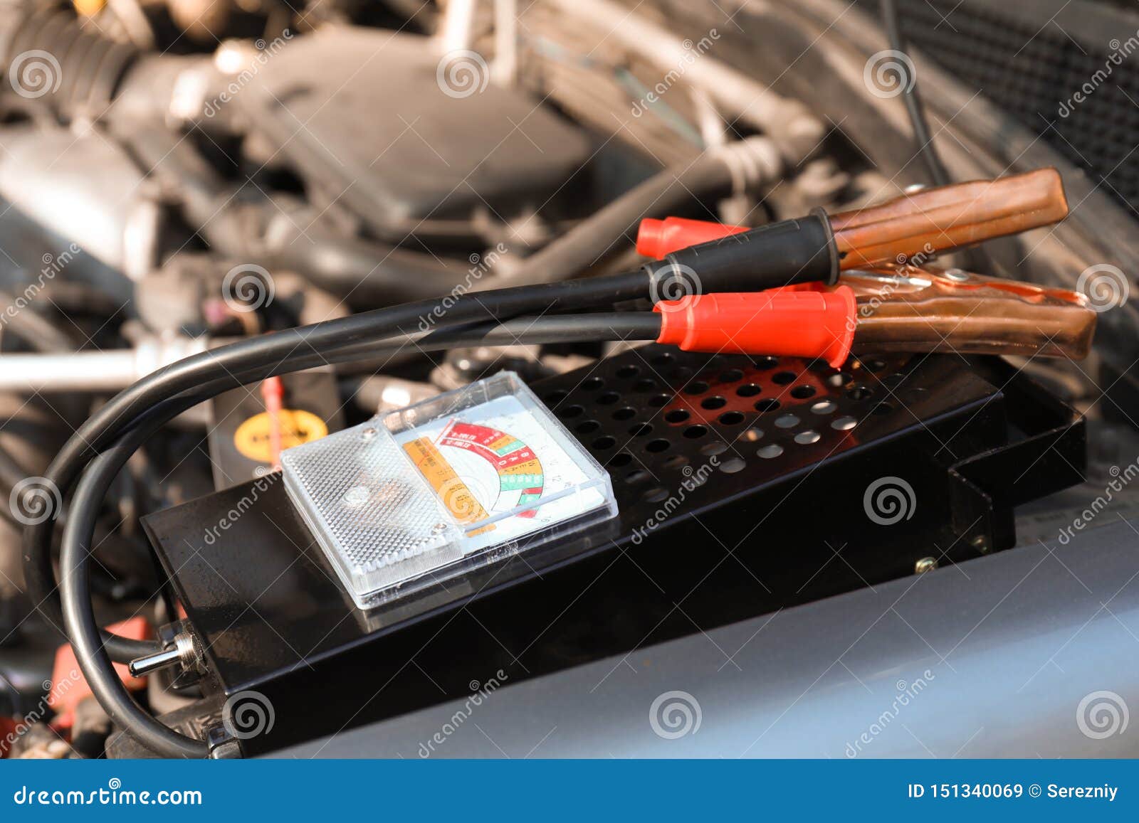 Battery Charger Under Open Hood of Car Stock Image Image of closeup
