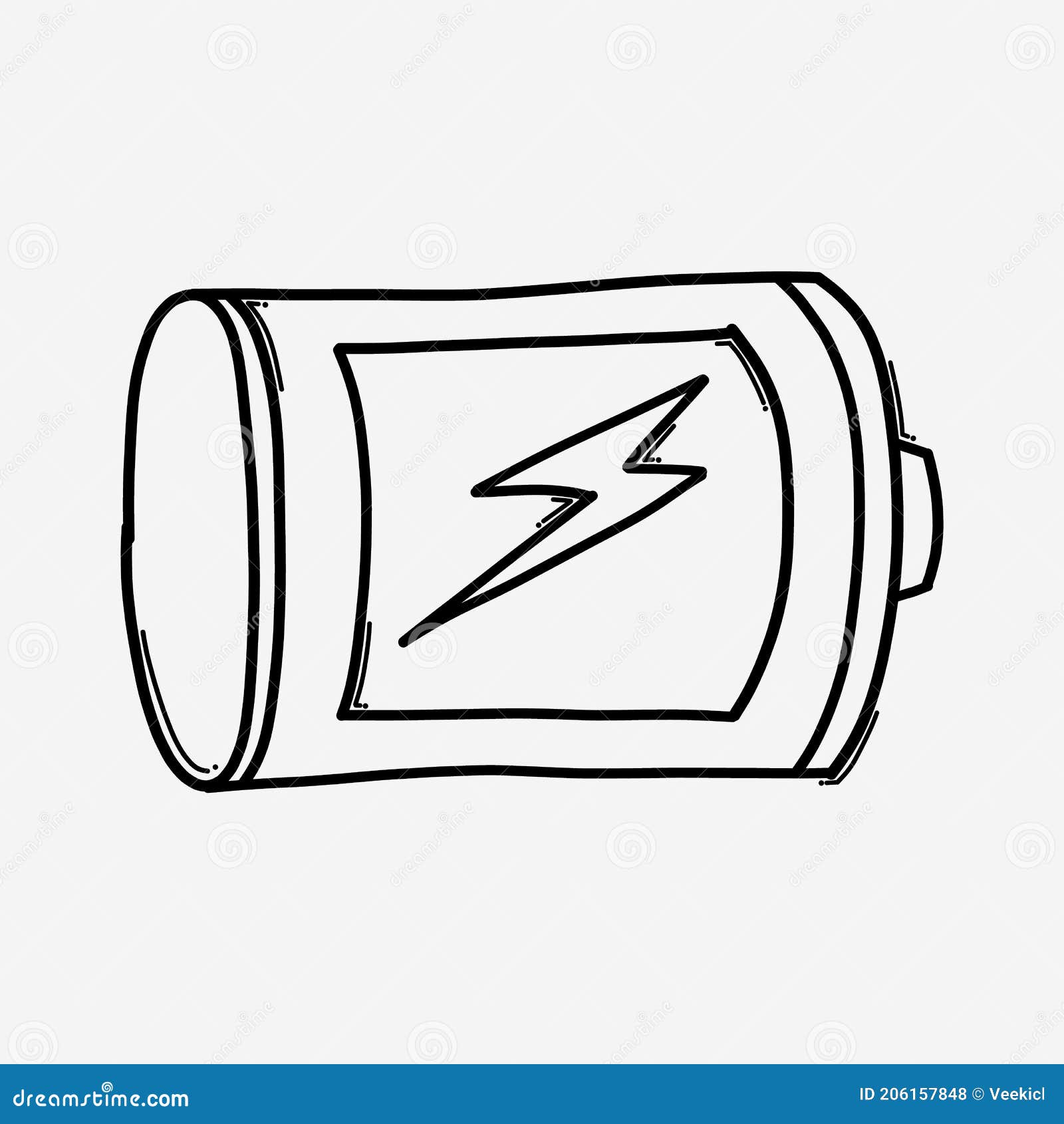Battery Charging Doodle Vector Icon. Drawing Sketch Illustration Hand