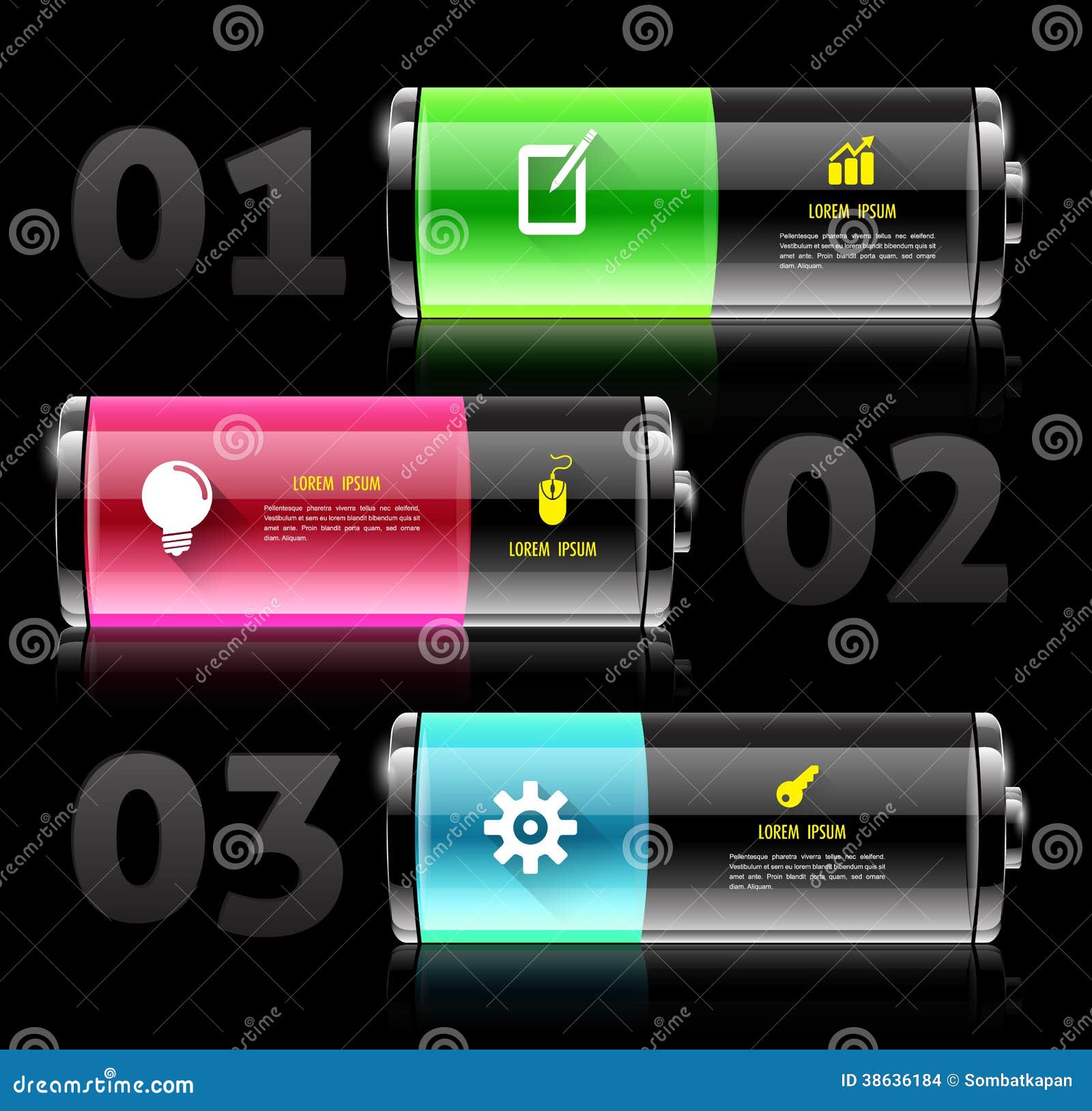 Battery 3d With Icons  Stock Vector  Illustration Of Label