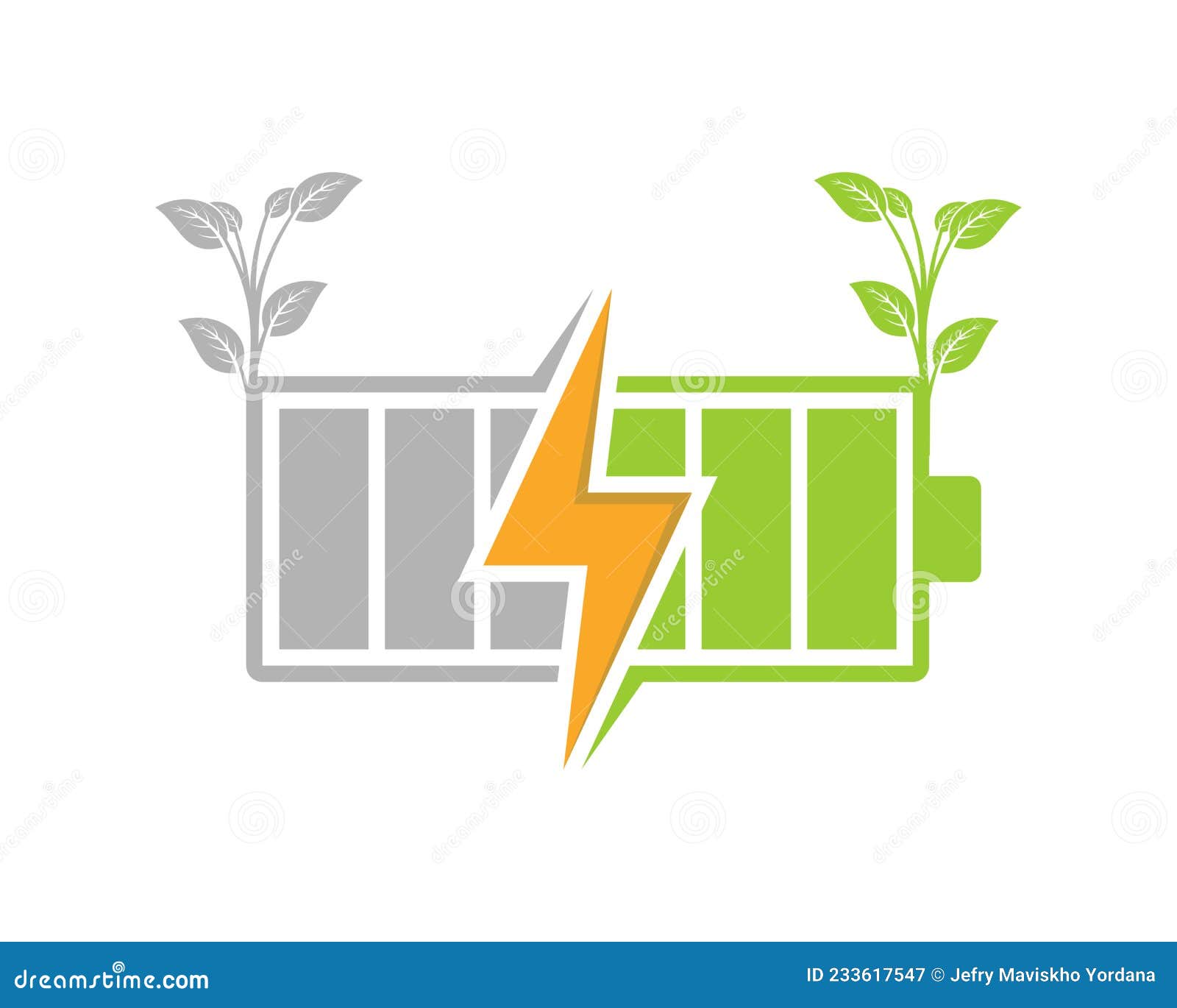 Battery Energy with Electrical Symbol in the Middle Stock Vector