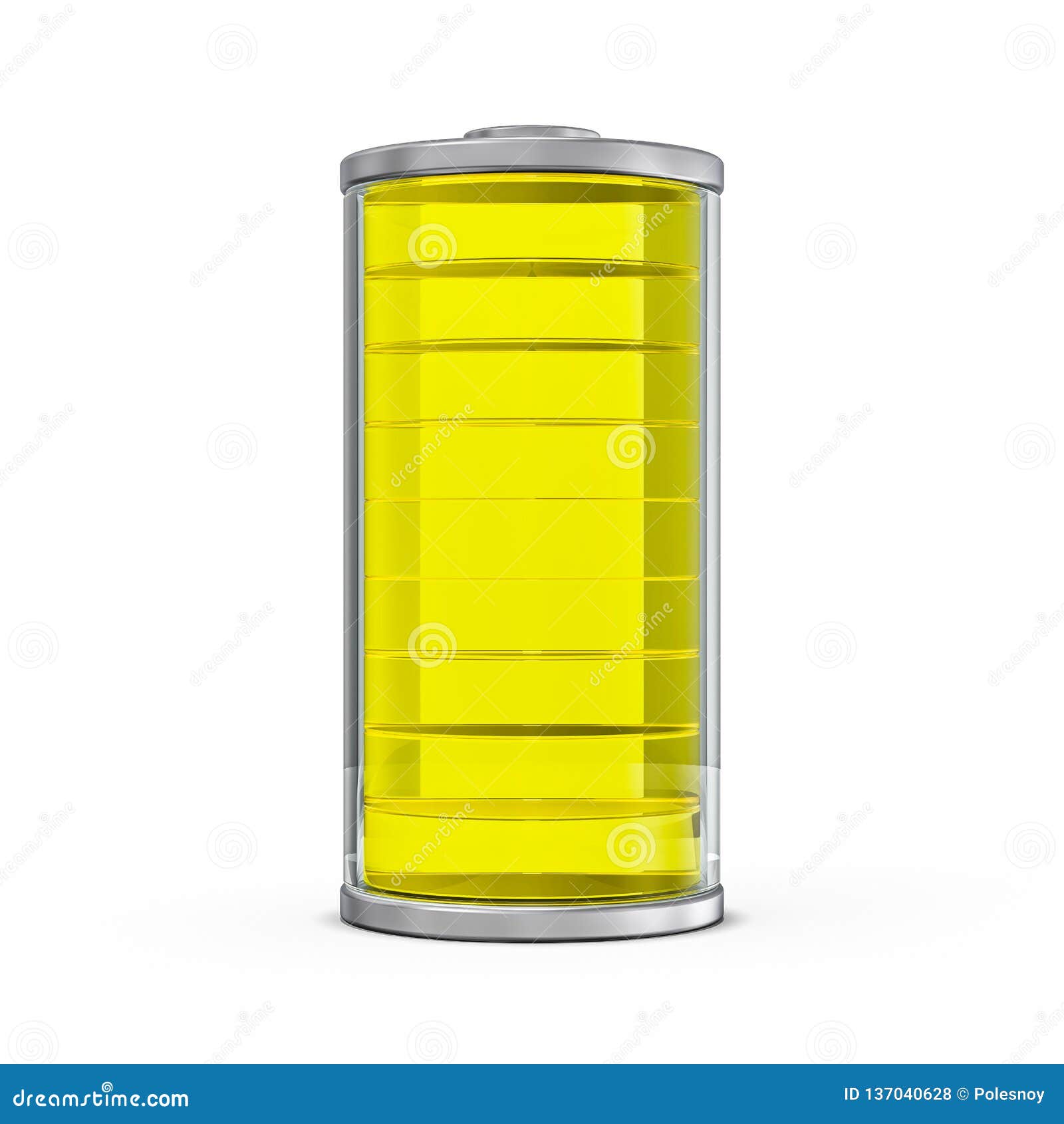 Battery Icon with Yellow Charge Indicator. 3D Stock Illustration