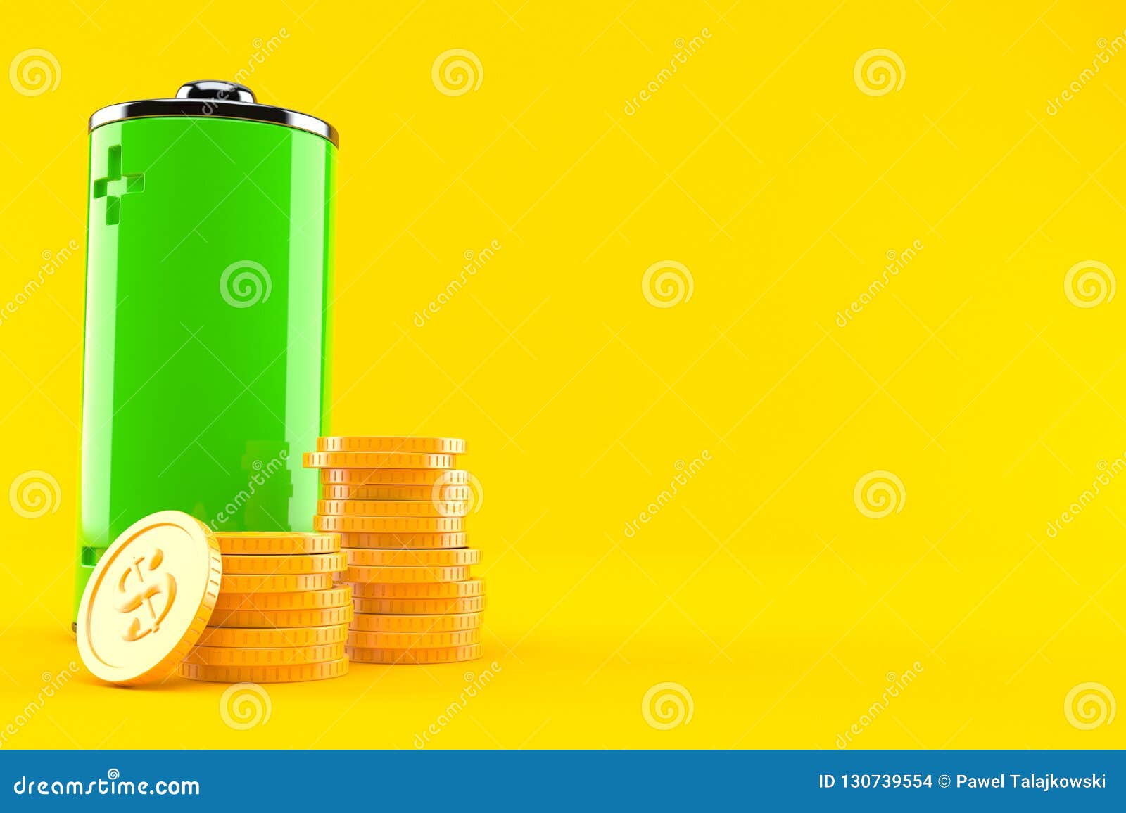 Battery with Stack of Coins Stock Illustration Illustration of coin