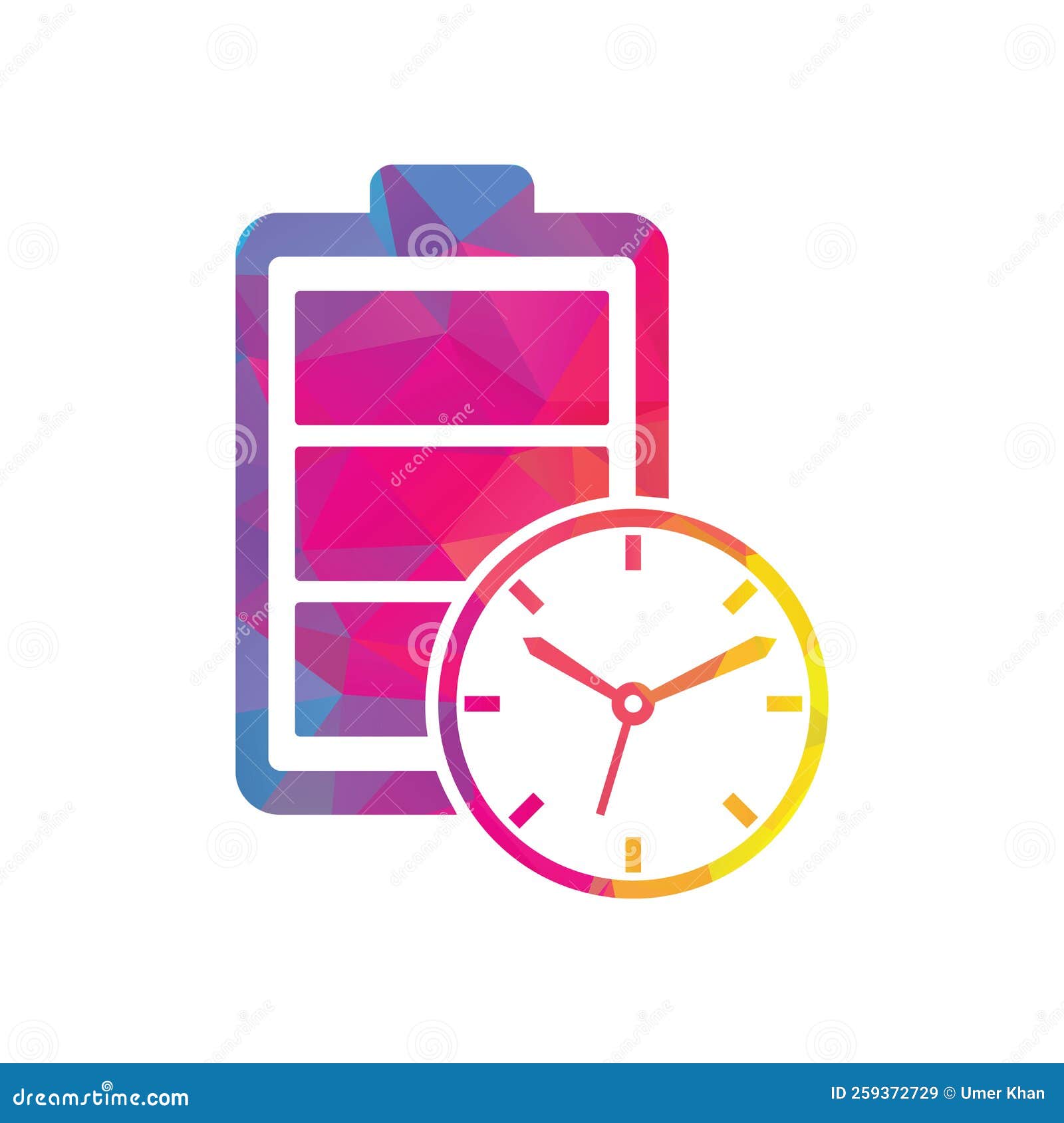 Battery Time Logo Design Template. Stock Vector Illustration of